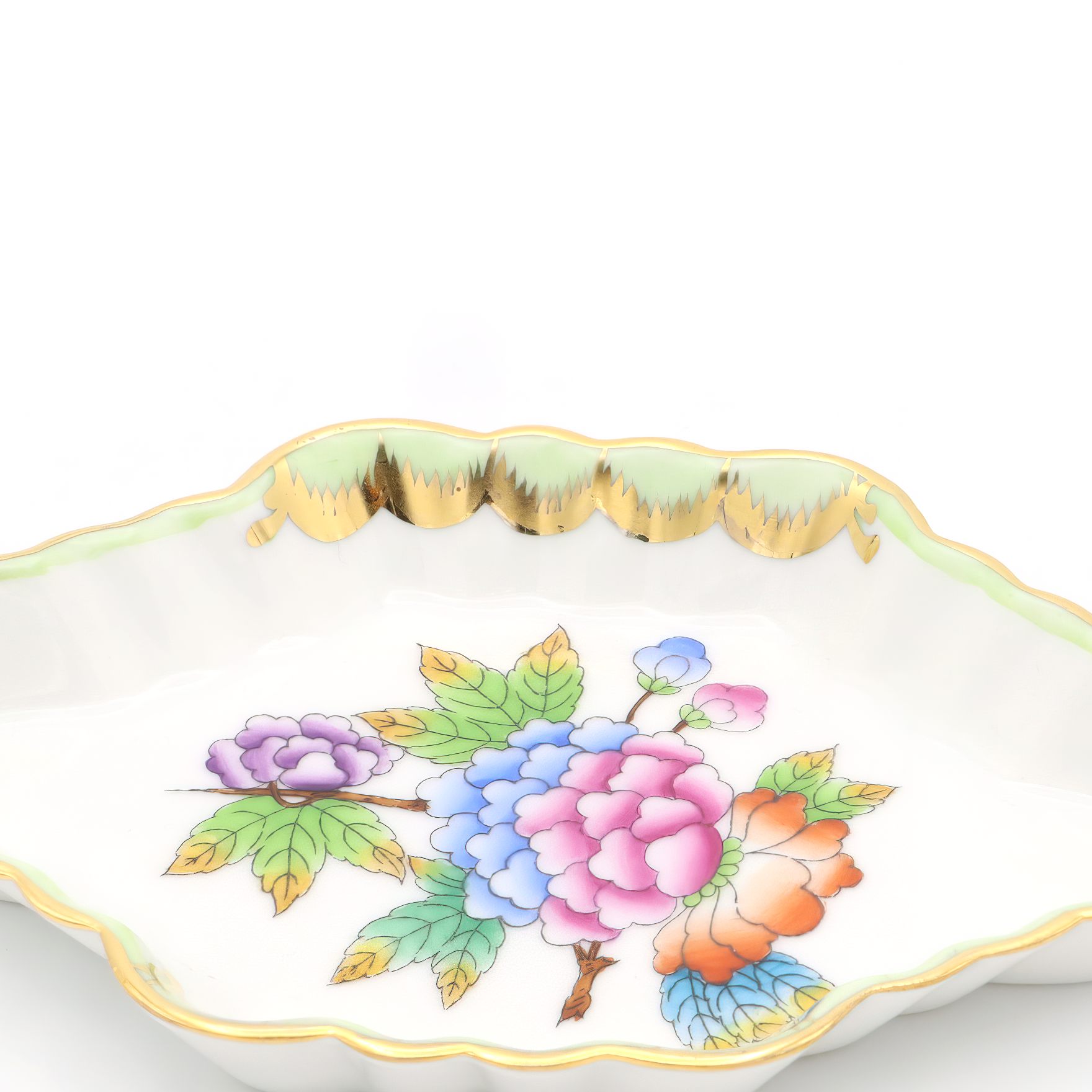Herend Victoria Pattern Trinket Tray Detailed View Thumbnail for Herend Victoria Pattern Trinket Tray - Antique Jewelry Tray - Hand Painted Porcelain Dish - Vintage Hungarian Decor