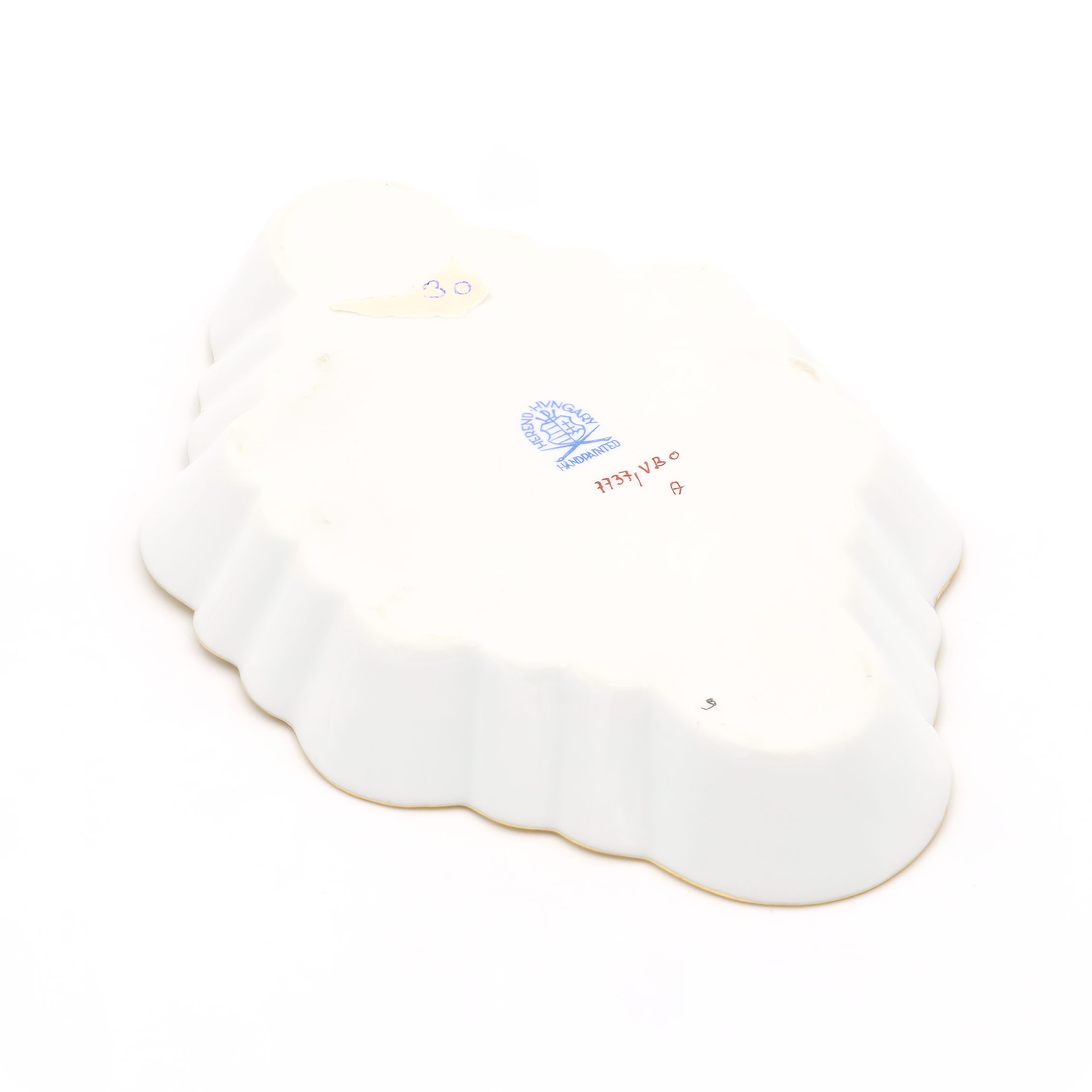 Herend Victoria Pattern Trinket Tray Bottom View Thumbnail for Herend Victoria Pattern Trinket Tray - Antique Jewelry Tray - Hand Painted Porcelain Dish - Vintage Hungarian Decor