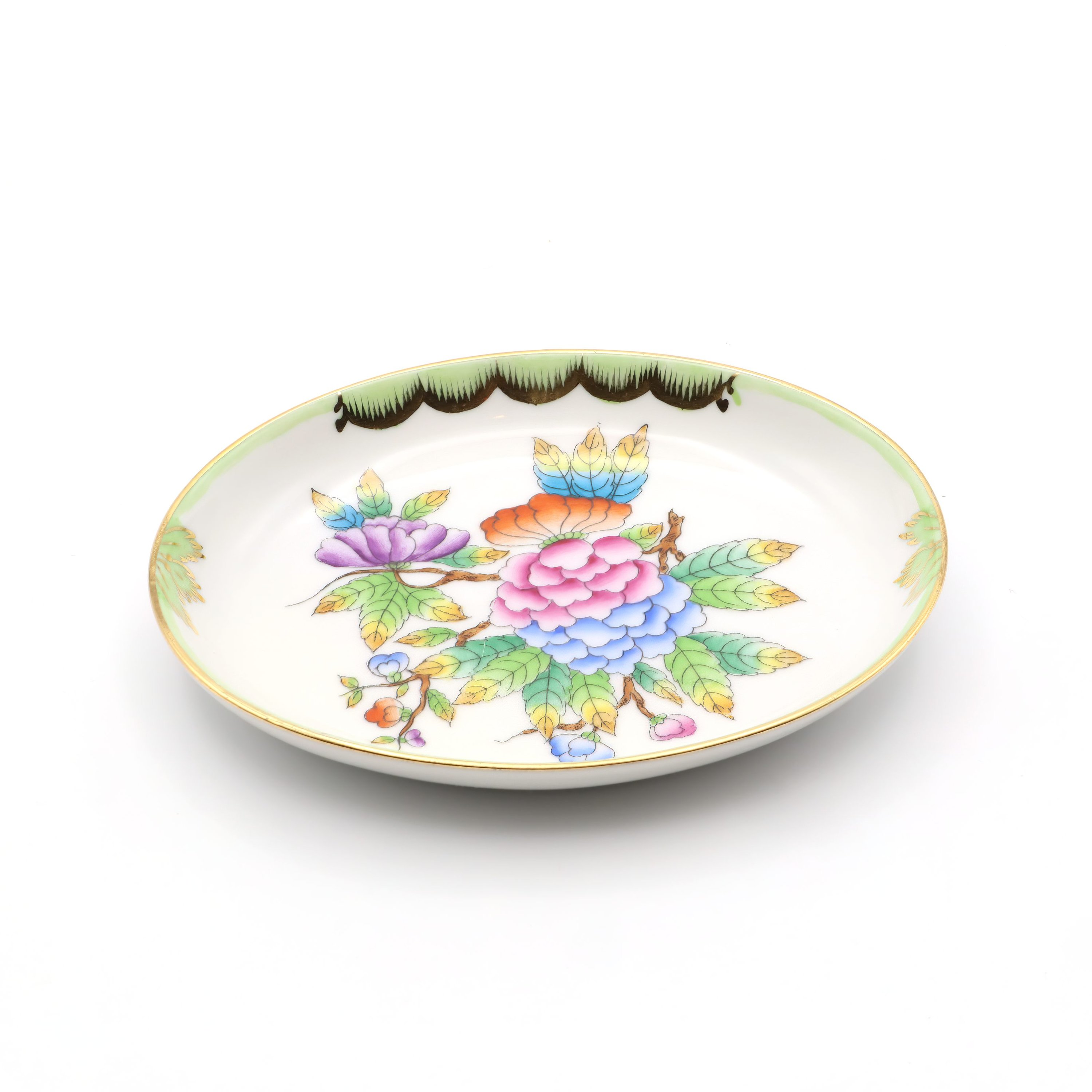 Herend Victoria Pattern Trinket Tray - Oval Shape - Porcelain Dish - Hand Painted - Vintage Herend - Hungarian Collectible