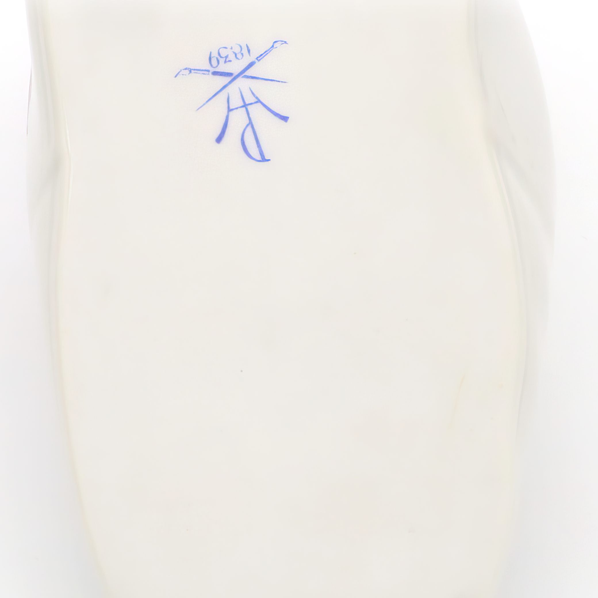 Herend Vintage Porcelain Baby Shoe bottom close up with maker's mark and number for authentication