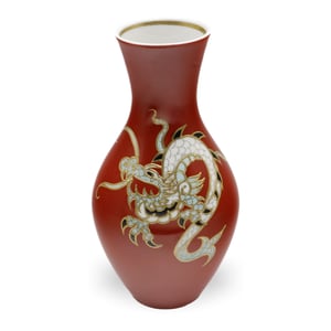 Wallendorf Red Dragon Vase – Gold Rim - Vintage Porcelain - Rare Collectible