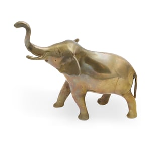 Bronze Elephant Statue Antique - Trunk Up Lucky Elephant Figurine