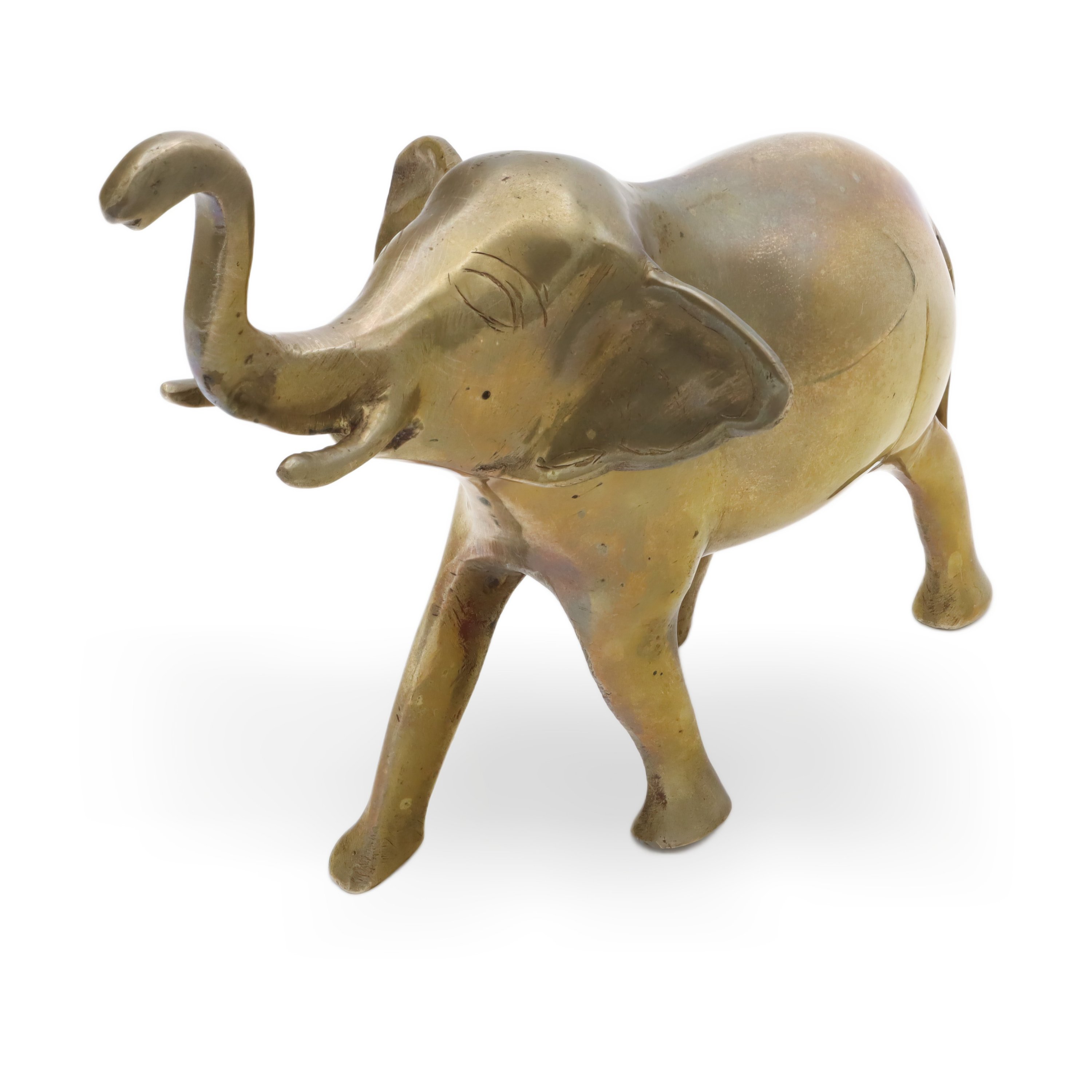 Bronze Elephant Statue Antique - Trunk Up Lucky Elephant Figurine