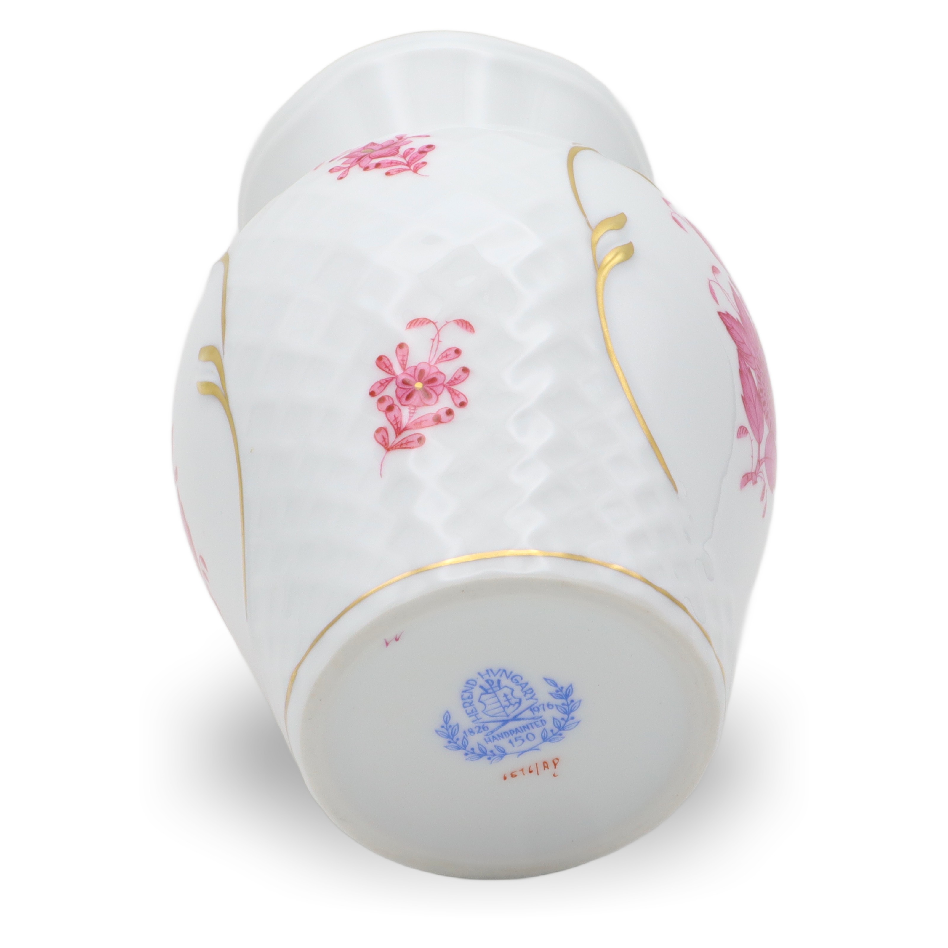 Herend Porcelain Chinese Bouquet Pur Pur Vase Bottom Base Detailed View Thumbnail for Herend Porcelain Chinese Bouquet Pur Pur Vintage Vase - Queen Victoria Pattern - Hungary - Hand Painted - Floral Motif - Rare Collectible