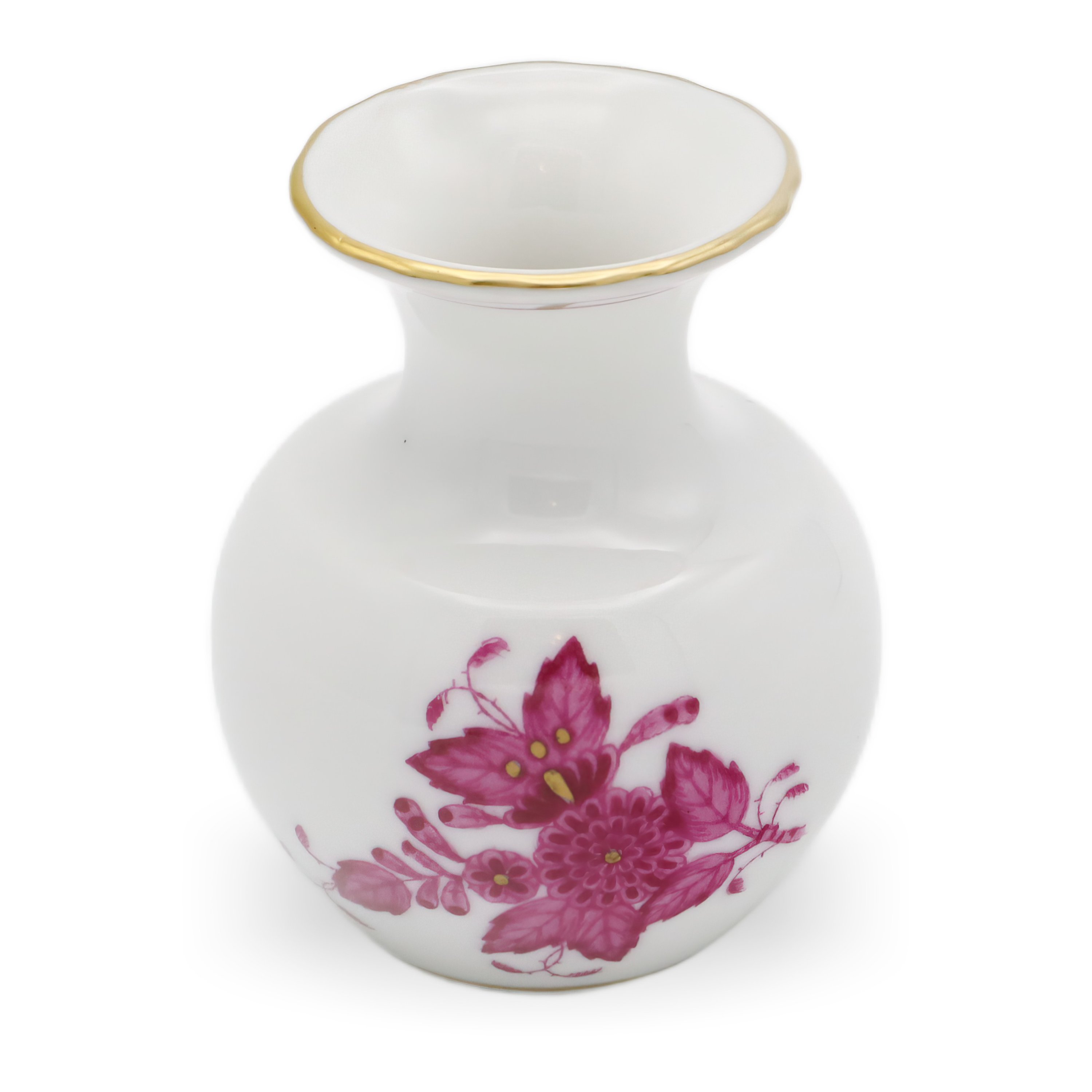 Herend Porcelain Chinese Bouquet Pur Pur Miniature Vase - Hand Painted Hungary - Vintage Herend Bud Vase