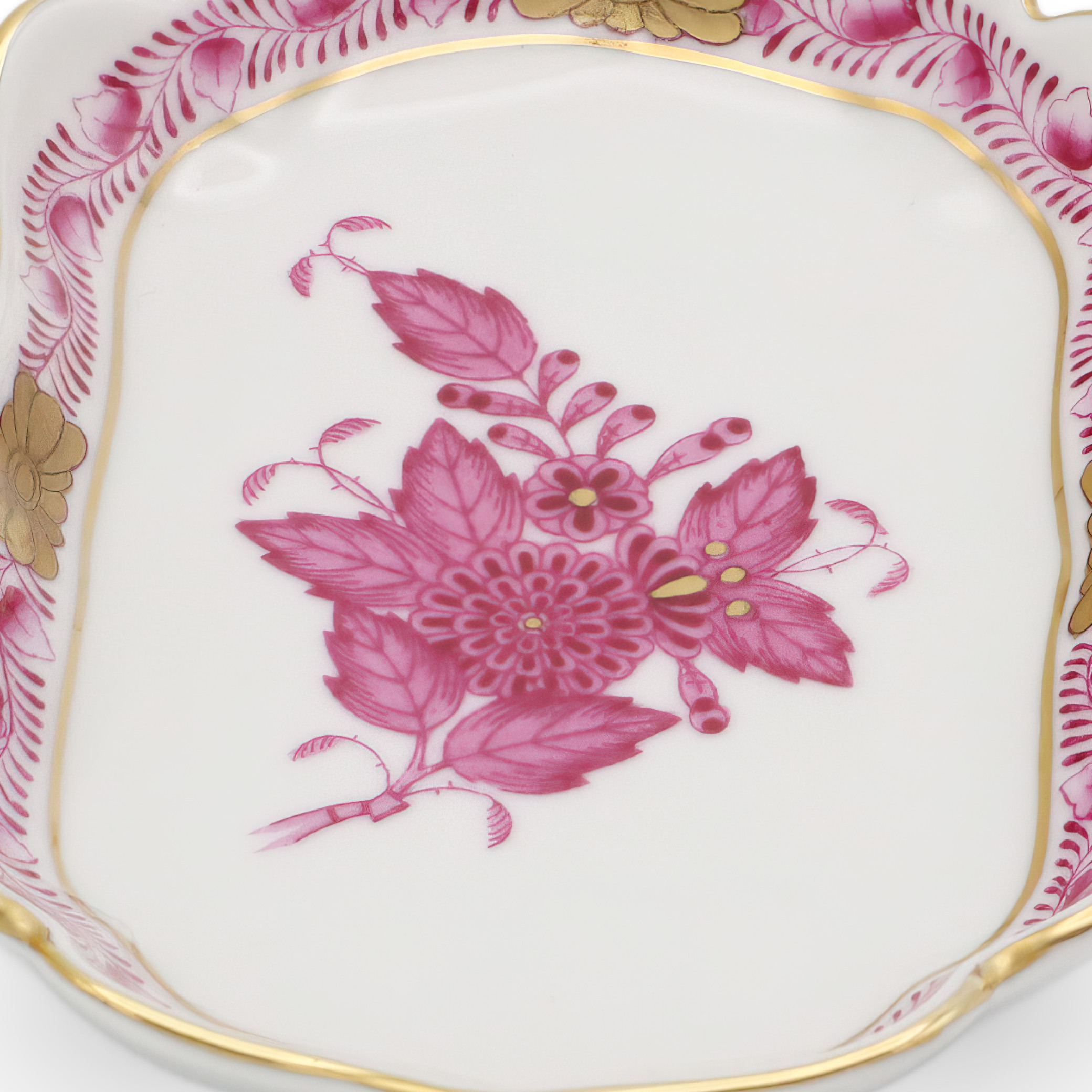 Herend Porcelain Chinese Bouquet Pur Pur Trinket Tray Vintage - Purple Flowers - Hungary - Hand Painted - Vanity Decor - Rare