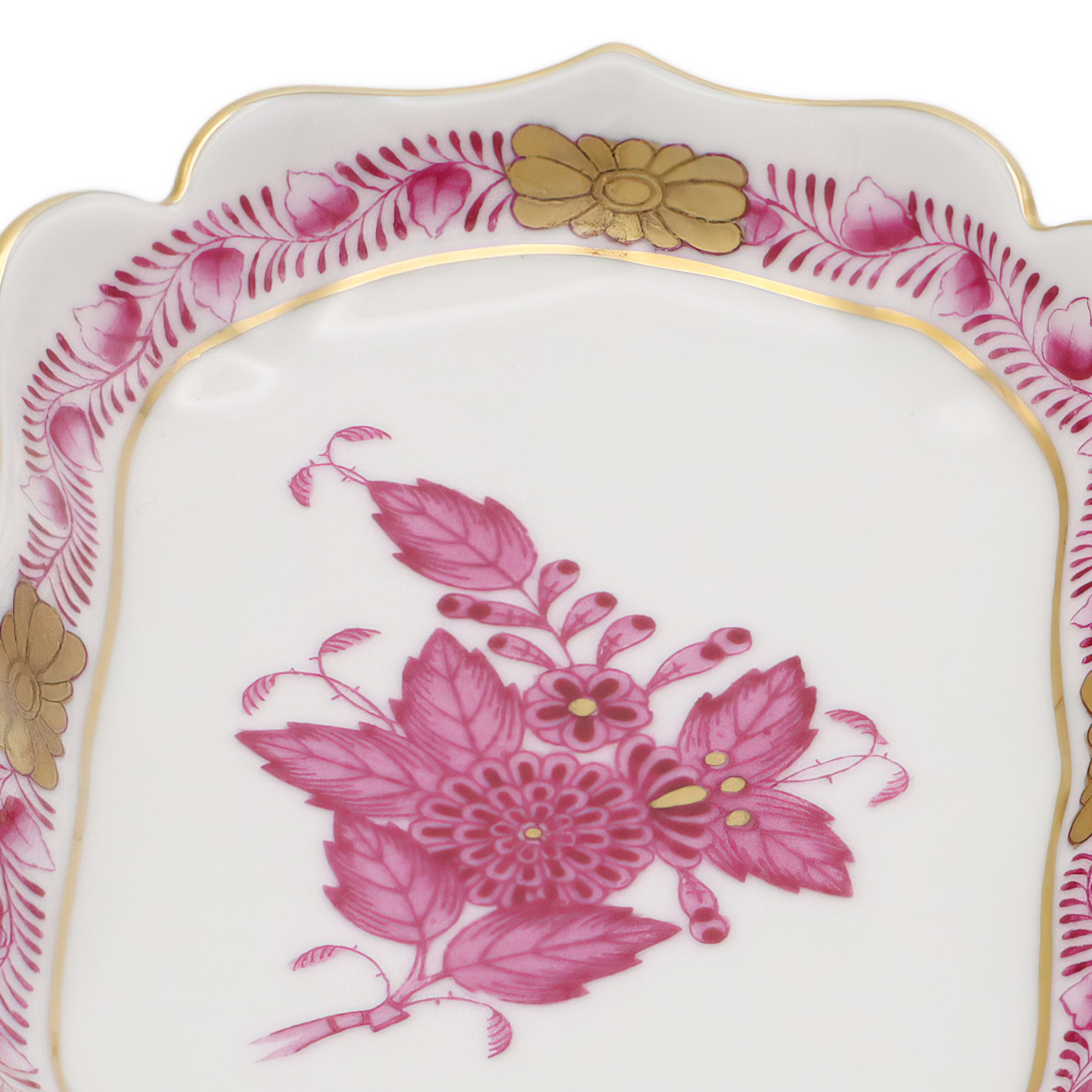 Herend Porcelain Chinese Bouquet Pur Pur Trinket Tray Vintage - Purple Flowers - Hungary - Hand Painted - Vanity Decor - Rare