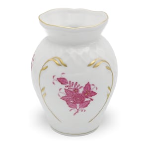 Herend Porcelain Chinese Bouquet Pur Pur Vintage Vase - Queen Victoria Pattern - Hungary - Hand Painted - Floral Motif - Rare Collectible