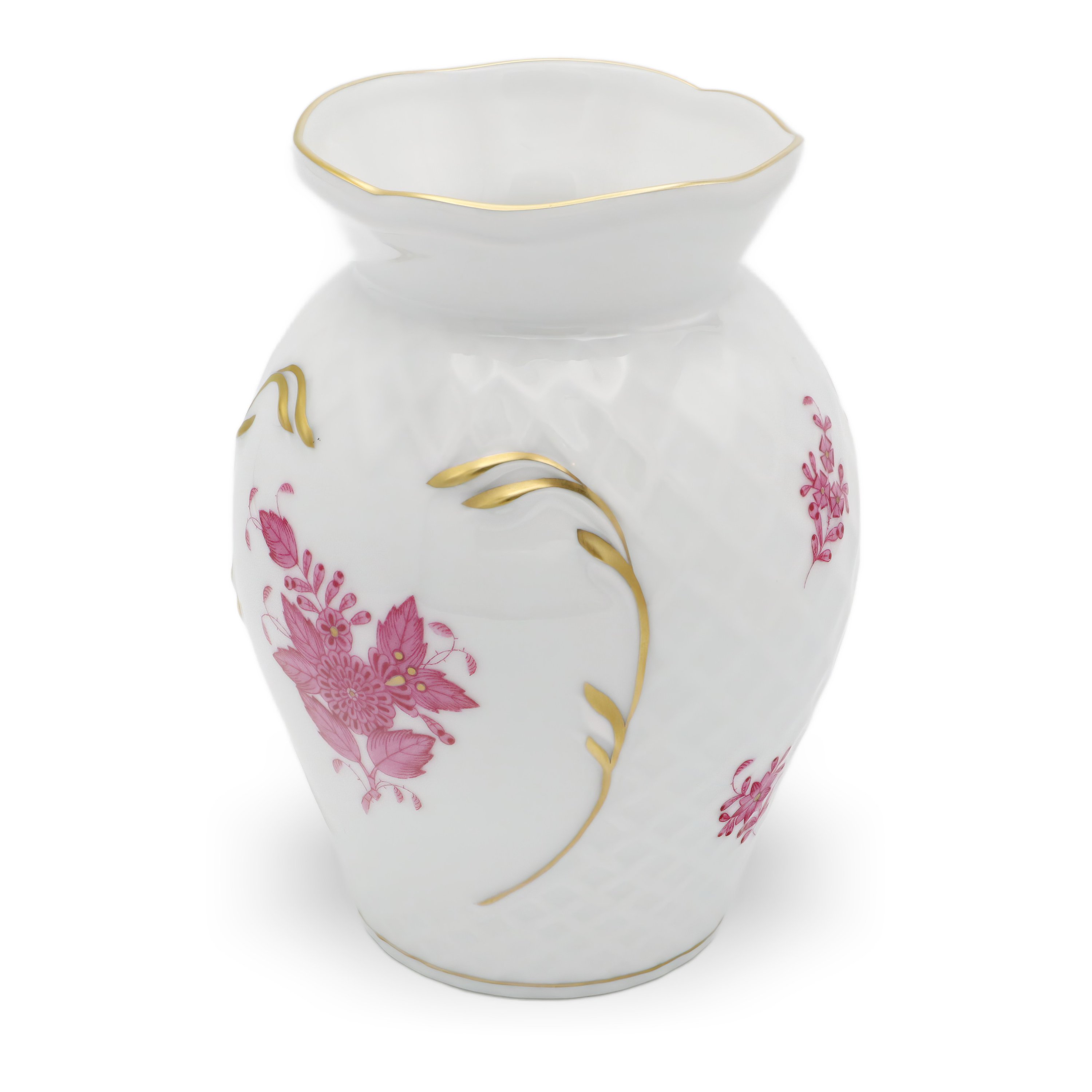 Herend Porcelain Chinese Bouquet Pur Pur Vintage Vase - Queen Victoria Pattern - Hungary - Hand Painted - Floral Motif - Rare Collectible