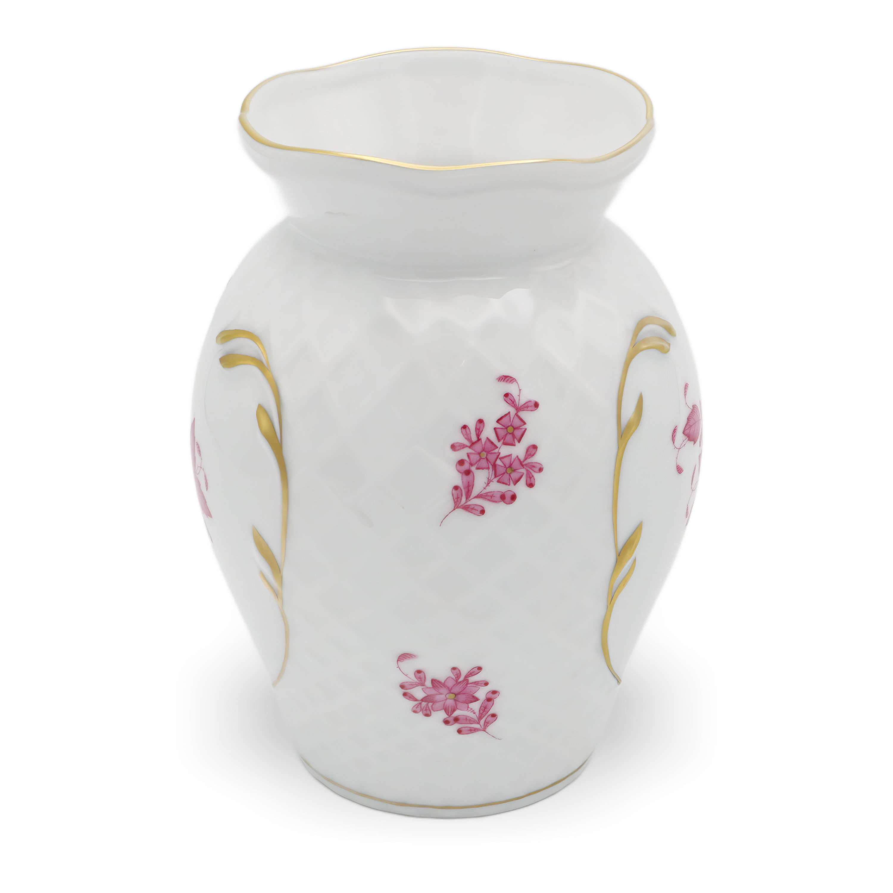 Herend Porcelain Chinese Bouquet Pur Pur Vintage Vase - Queen Victoria Pattern - Hungary - Hand Painted - Floral Motif - Rare Collectible