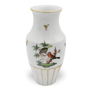 Herend Porcelain Rothschild Pattern Vase - Hand Painted Birds - Hungary - Vintage Herend Collectible - Butterfly Motif
