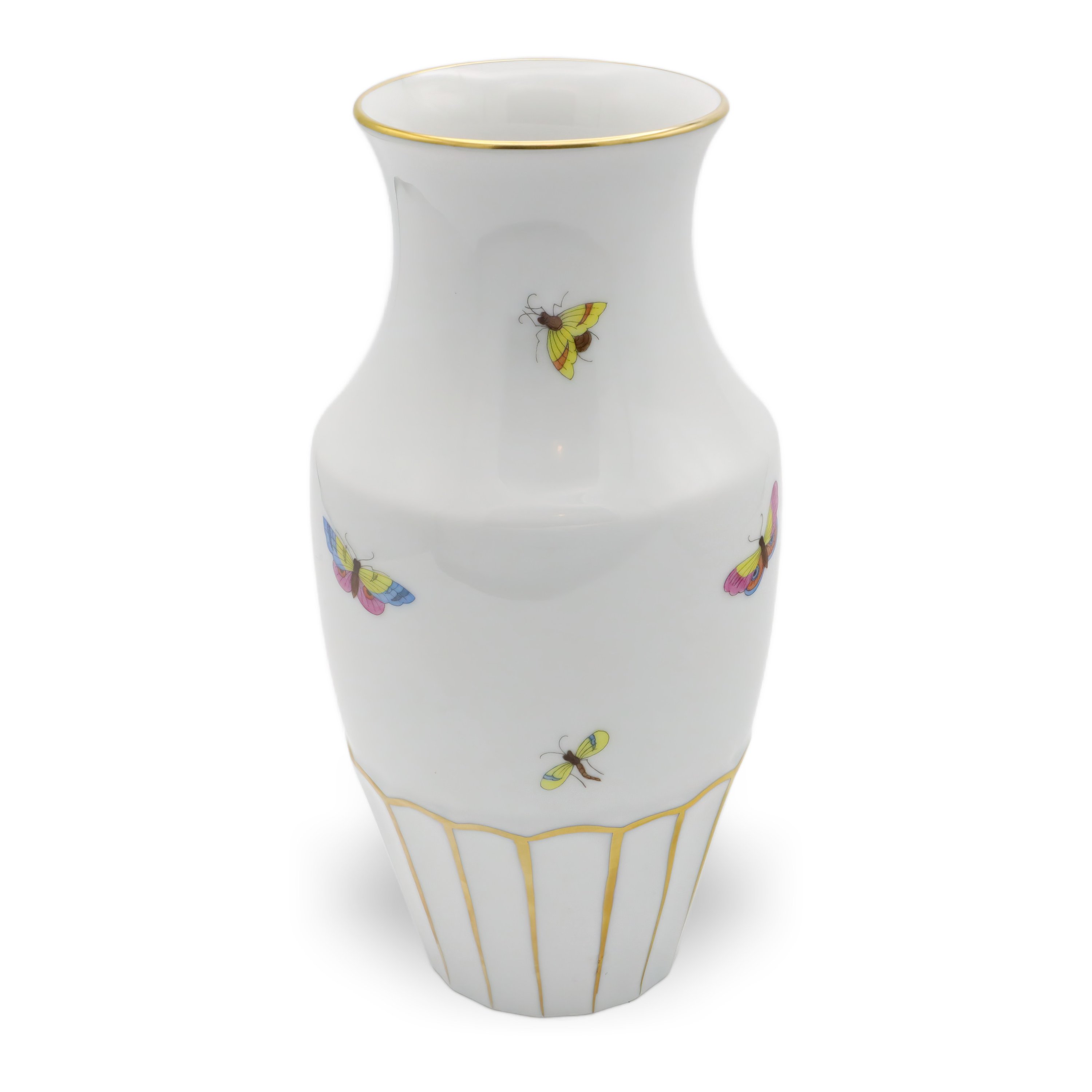 Herend Porcelain Rothschild Pattern Vase - Hand Painted Birds - Hungary - Vintage Herend Collectible - Butterfly Motif