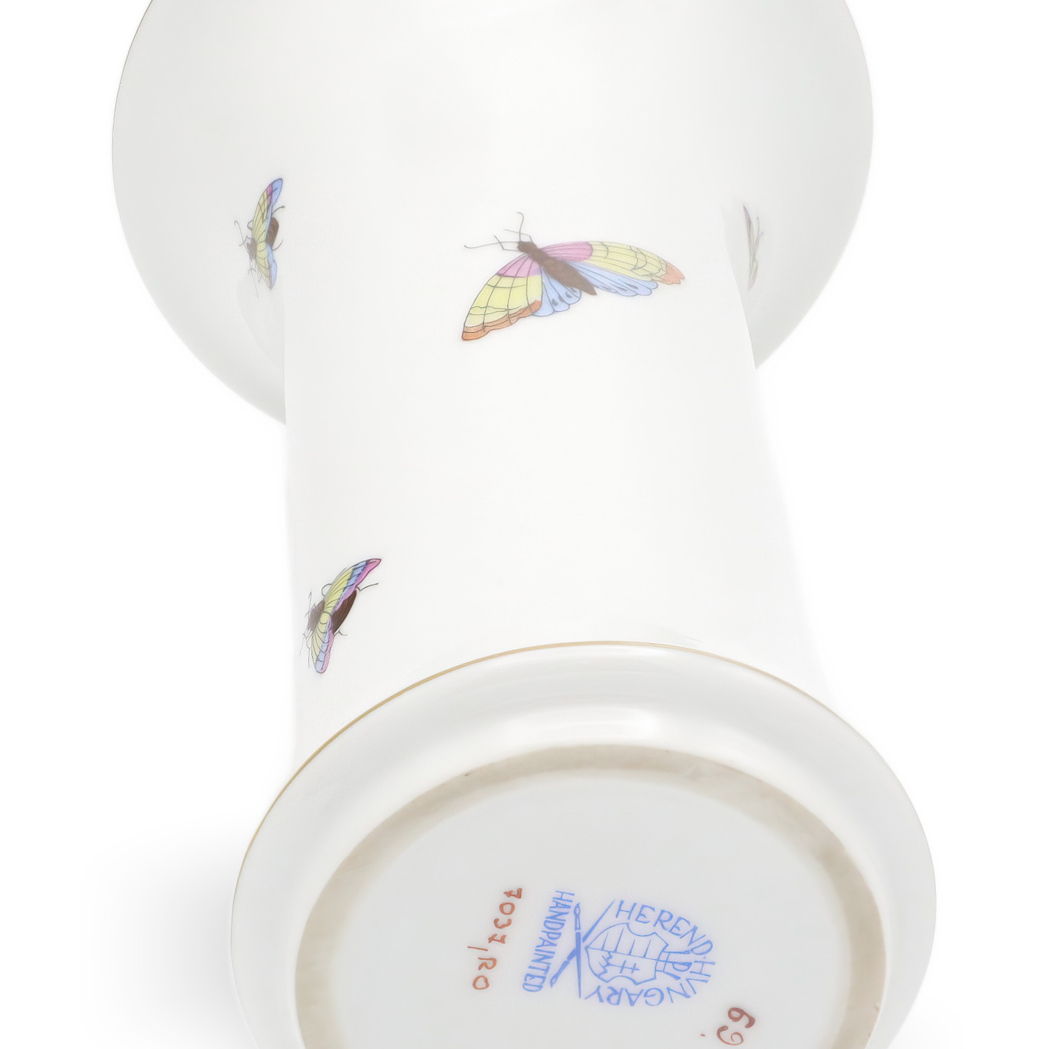 Herend Porcelain Rothschild Vase Base Marking Detailed View Thumbnail for Herend Porcelain Rothschild Vase - Hand Painted Birds - Vintage Hungarian Porcelain - Marked - Fine Collectible Decor