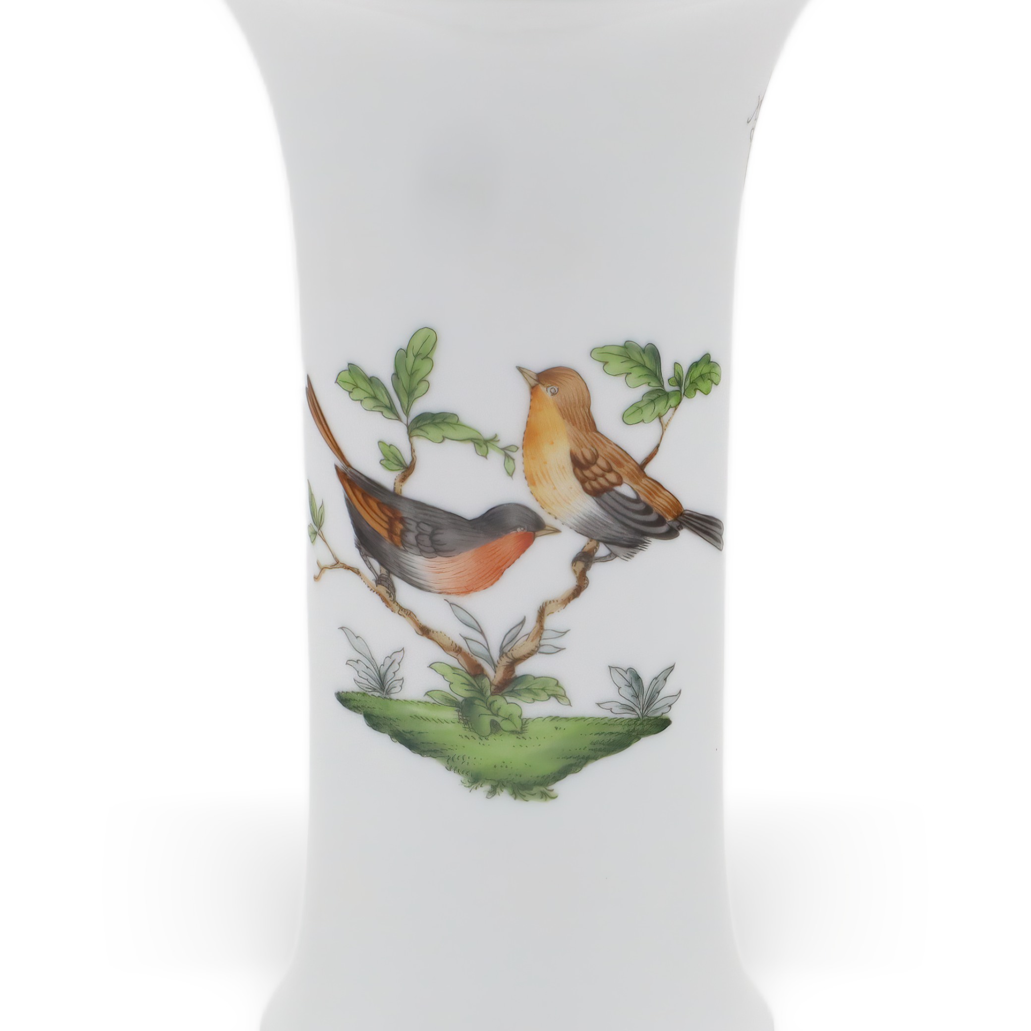 Herend Porcelain Rothschild Vase Close Up Thumbnail for Herend Porcelain Rothschild Vase - Hand Painted Birds - Vintage Hungarian Porcelain - Marked - Fine Collectible Decor