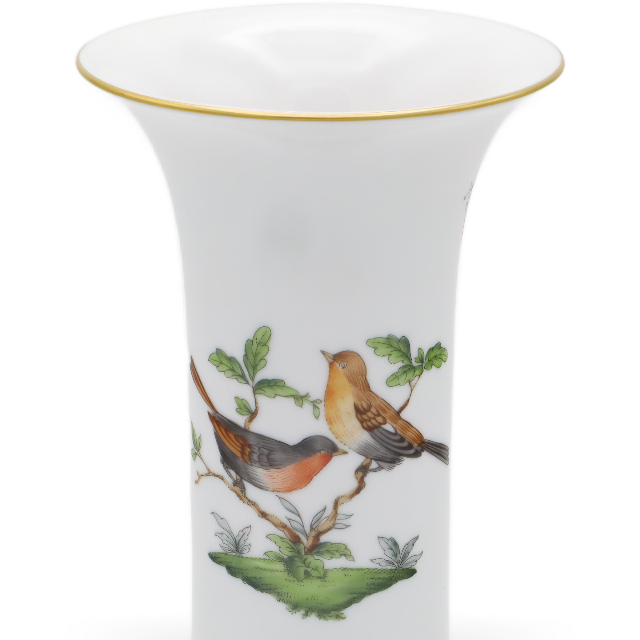 Herend Porcelain Rothschild Vase Detailed View Thumbnail for Herend Porcelain Rothschild Vase - Hand Painted Birds - Vintage Hungarian Porcelain - Marked - Fine Collectible Decor