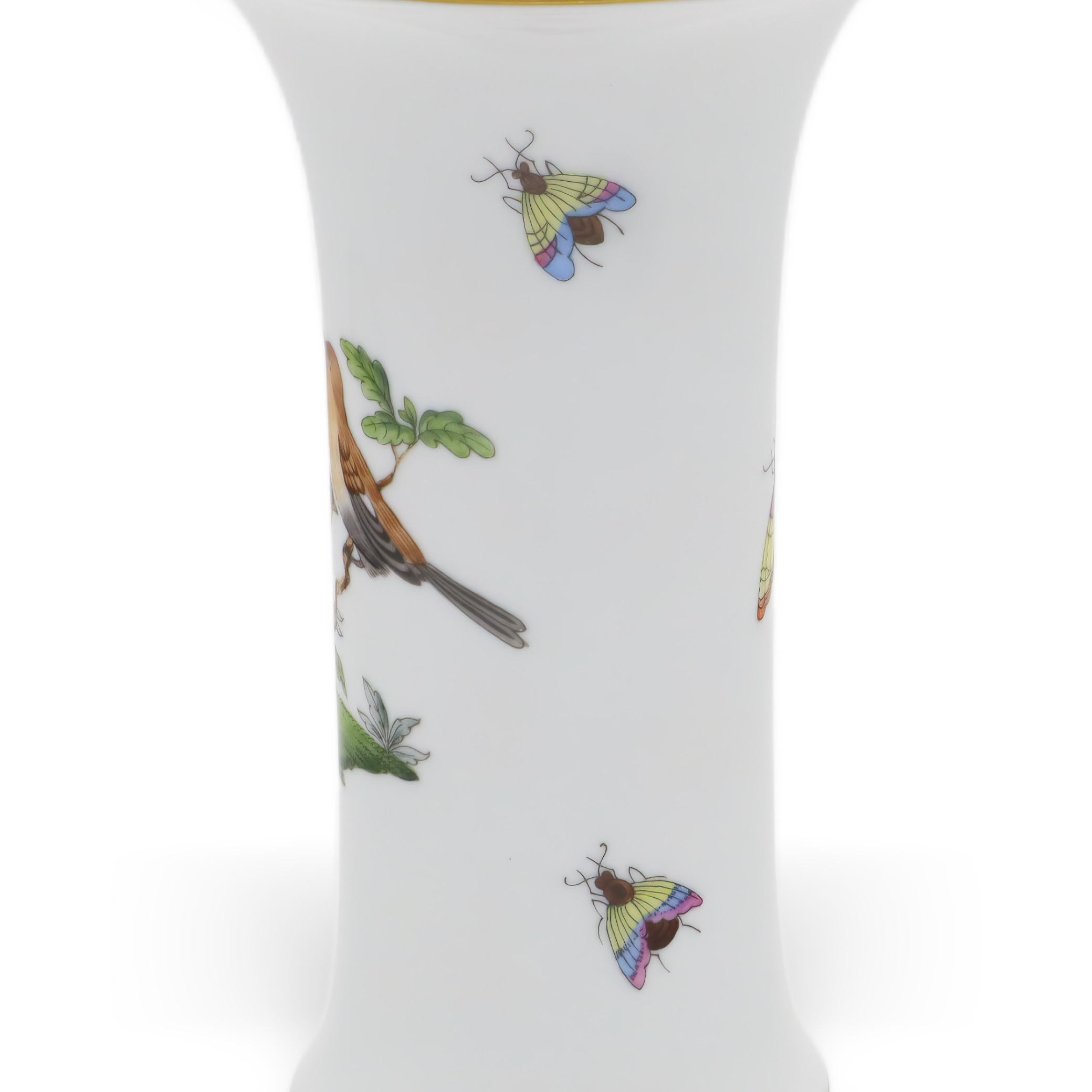 Herend Porcelain Rothschild Vase Partial Close Up Thumbnail for Herend Porcelain Rothschild Vase - Hand Painted Birds - Vintage Hungarian Porcelain - Marked - Fine Collectible Decor