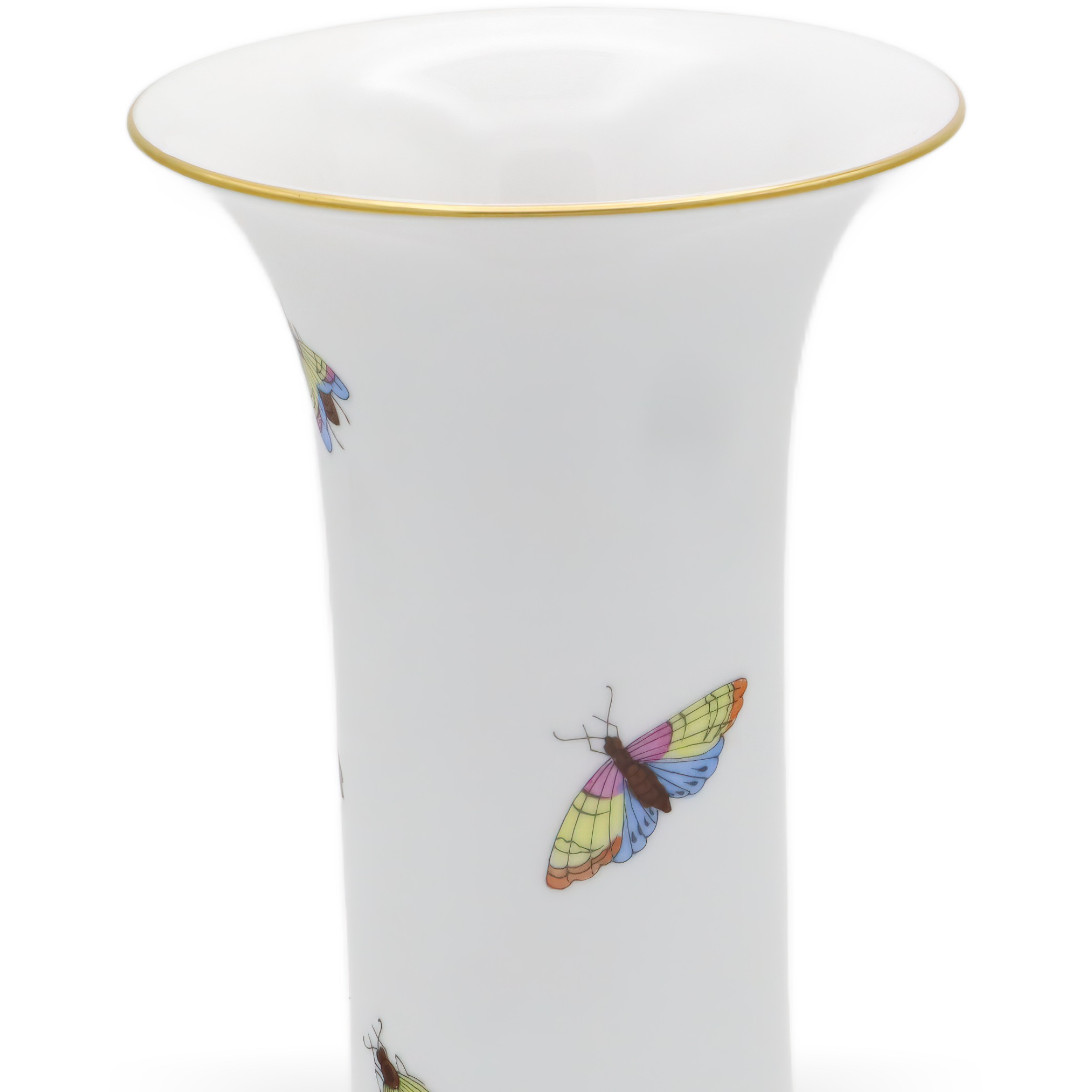 Herend Porcelain Rothschild Vase Rim Close Up Thumbnail for Herend Porcelain Rothschild Vase - Hand Painted Birds - Vintage Hungarian Porcelain - Marked - Fine Collectible Decor