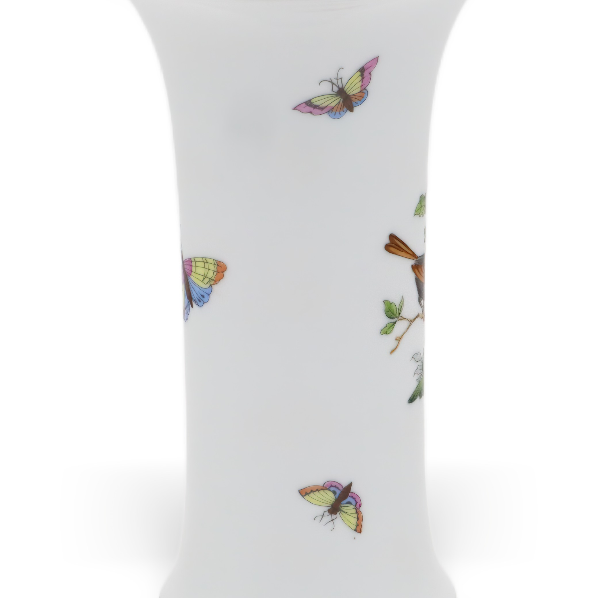 Herend Porcelain Rothschild Vase Butterfly Motif Detailed View Thumbnail for Herend Porcelain Rothschild Vase - Hand Painted Birds - Vintage Hungarian Porcelain - Marked - Fine Collectible Decor