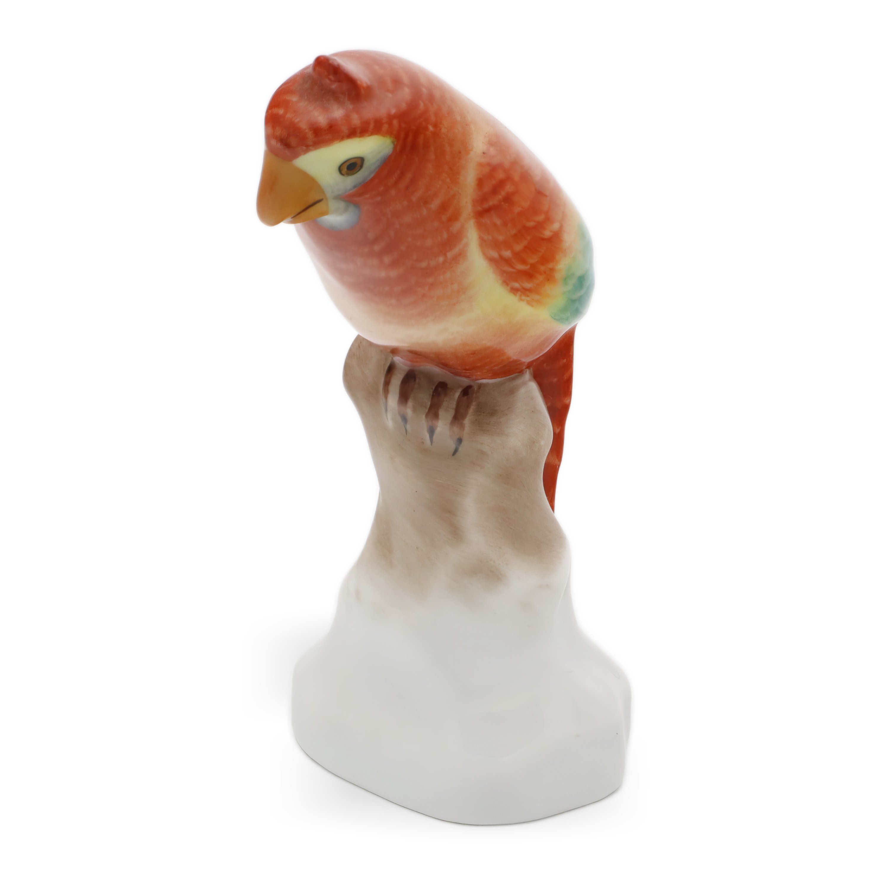 Herend Red Parrot Vintage Figurine - Hungary Porcelain Bird - Hand Painted - Rothschild Style - Collectible European Art