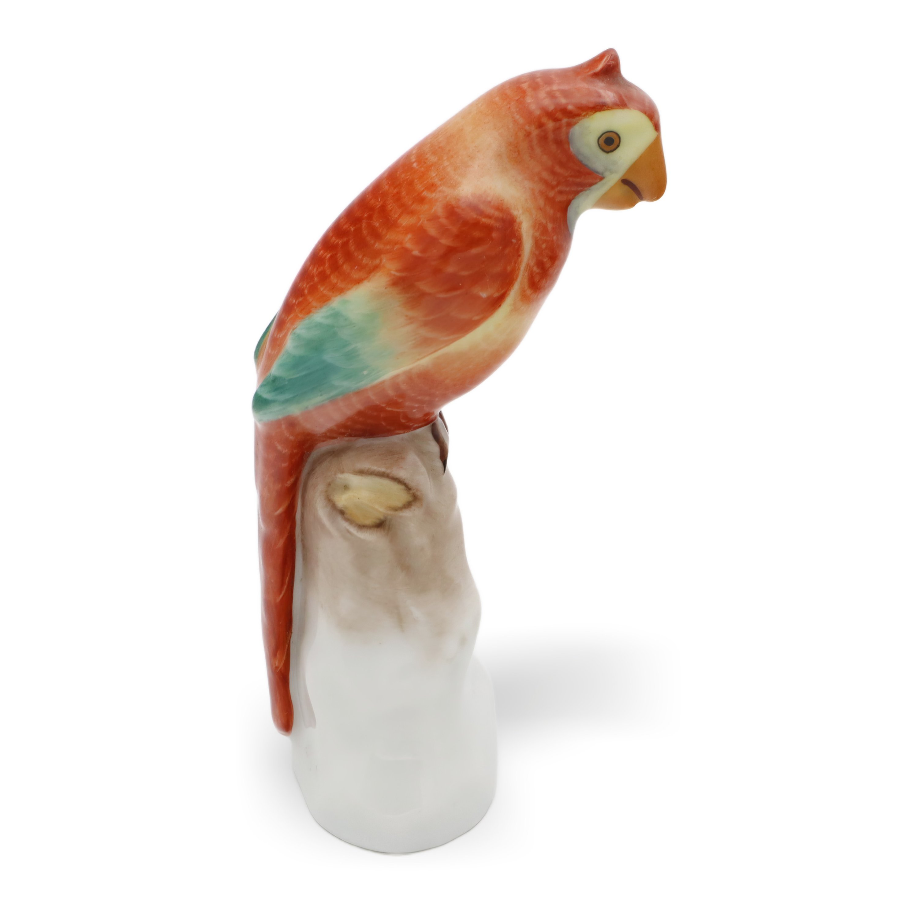 Herend Red Parrot Vintage Figurine - Hungary Porcelain Bird - Hand Painted - Rothschild Style - Collectible European Art