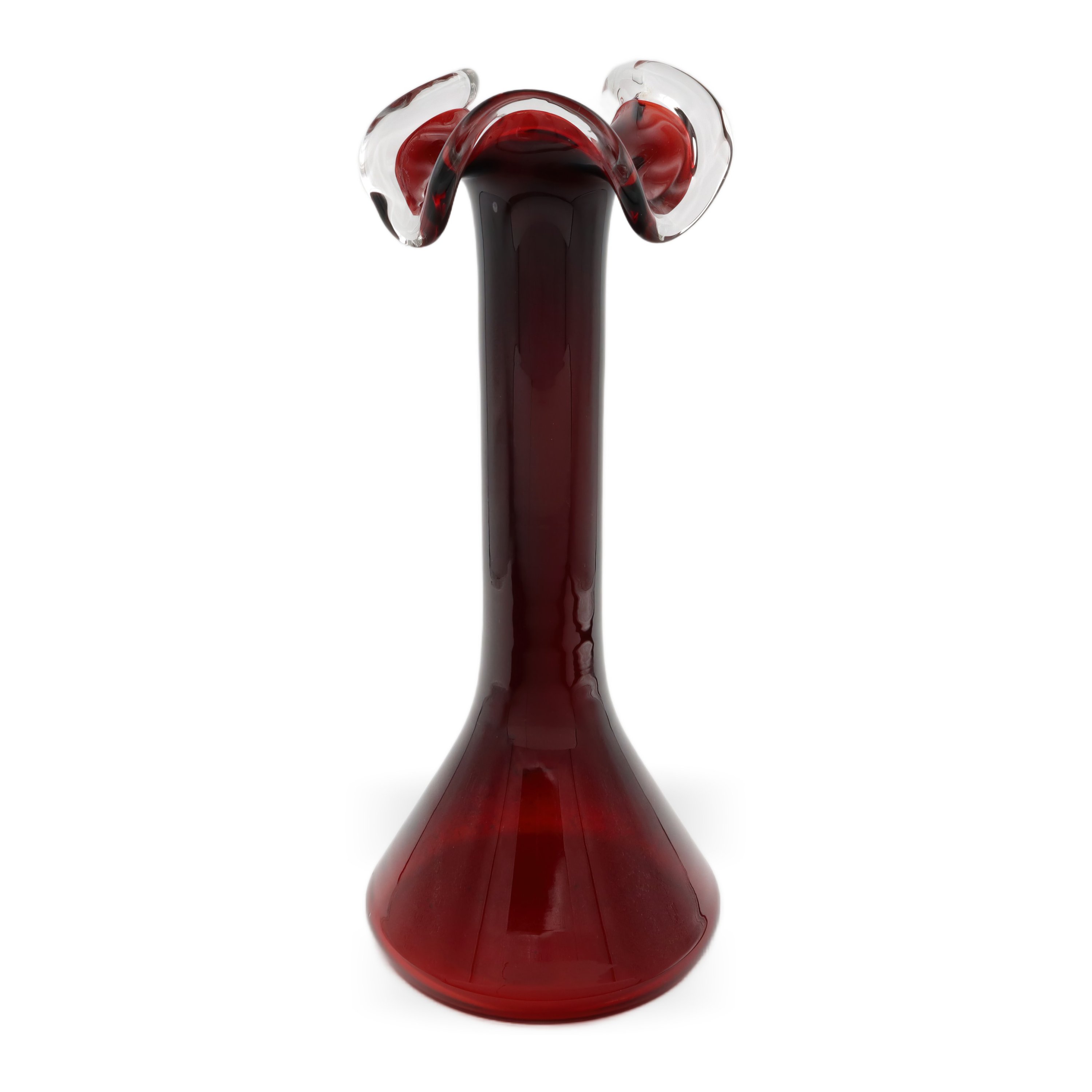Red Bohemia Tulip Vase - Czech Glass - Hand Blown Ruby Art Vase - Vintage Floral Decor - Mid Century Bohemian