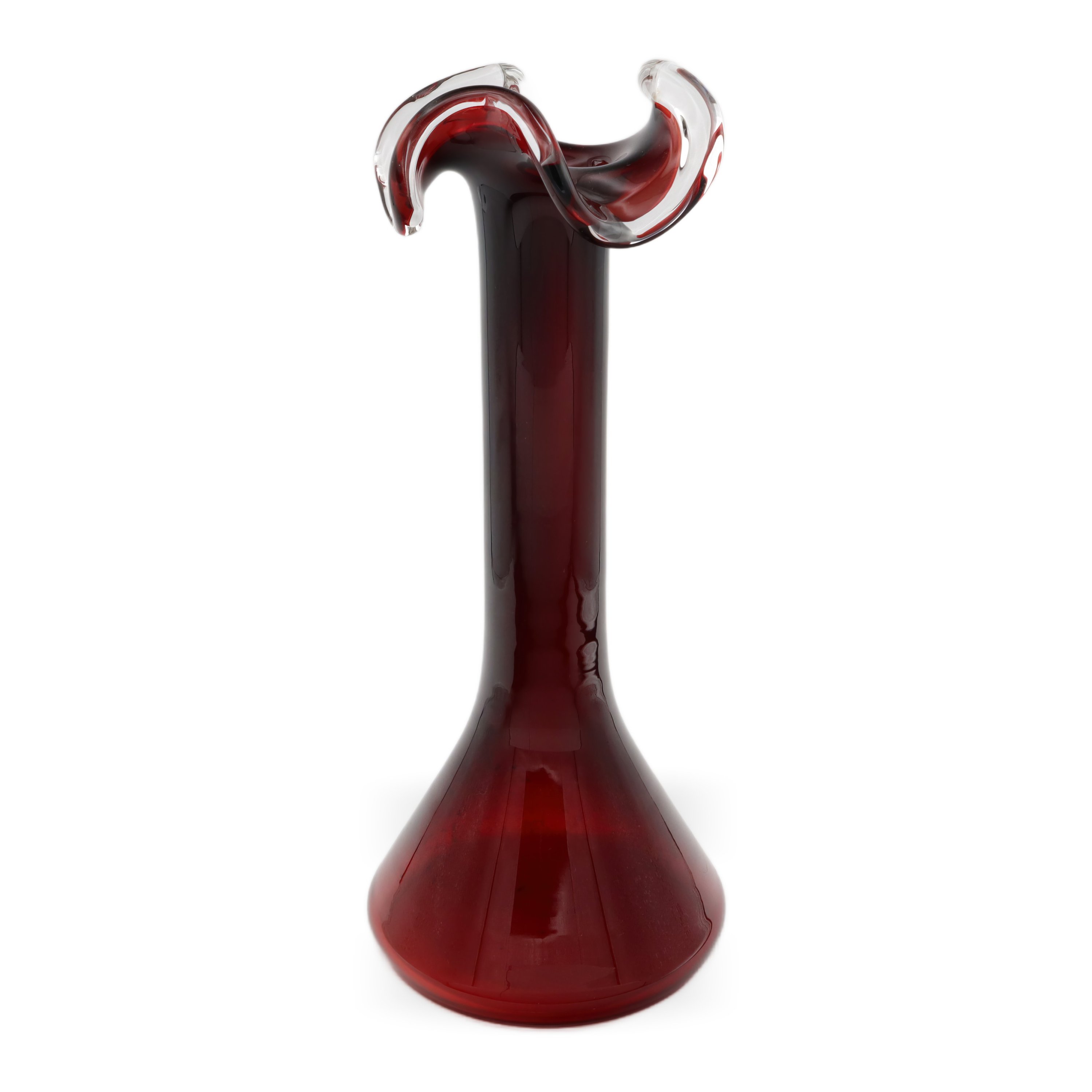 Red Bohemia Tulip Vase - Czech Glass - Hand Blown Ruby Art Vase - Vintage Floral Decor - Mid Century Bohemian