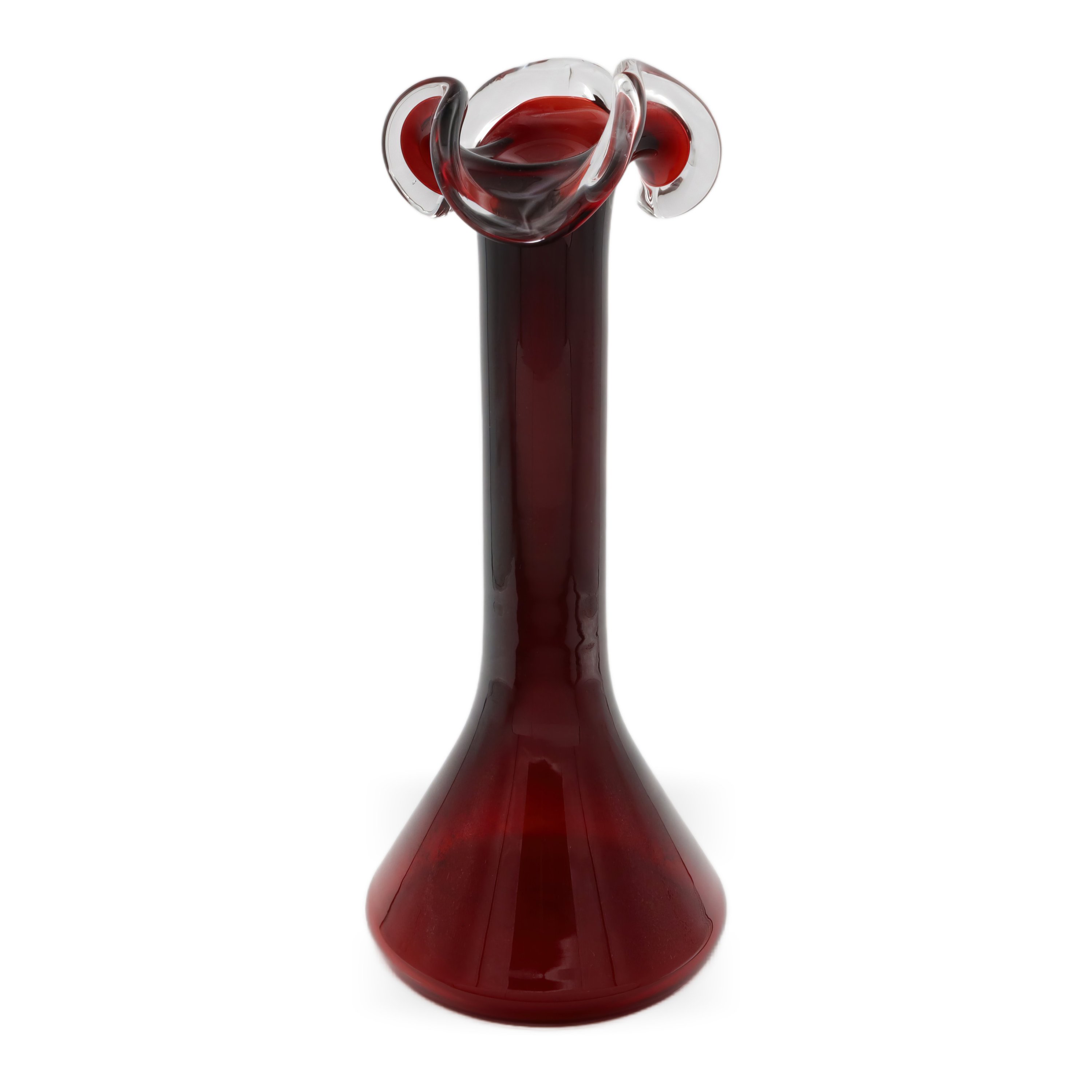 Red Bohemia Tulip Vase - Czech Glass - Hand Blown Ruby Art Vase - Vintage Floral Decor - Mid Century Bohemian