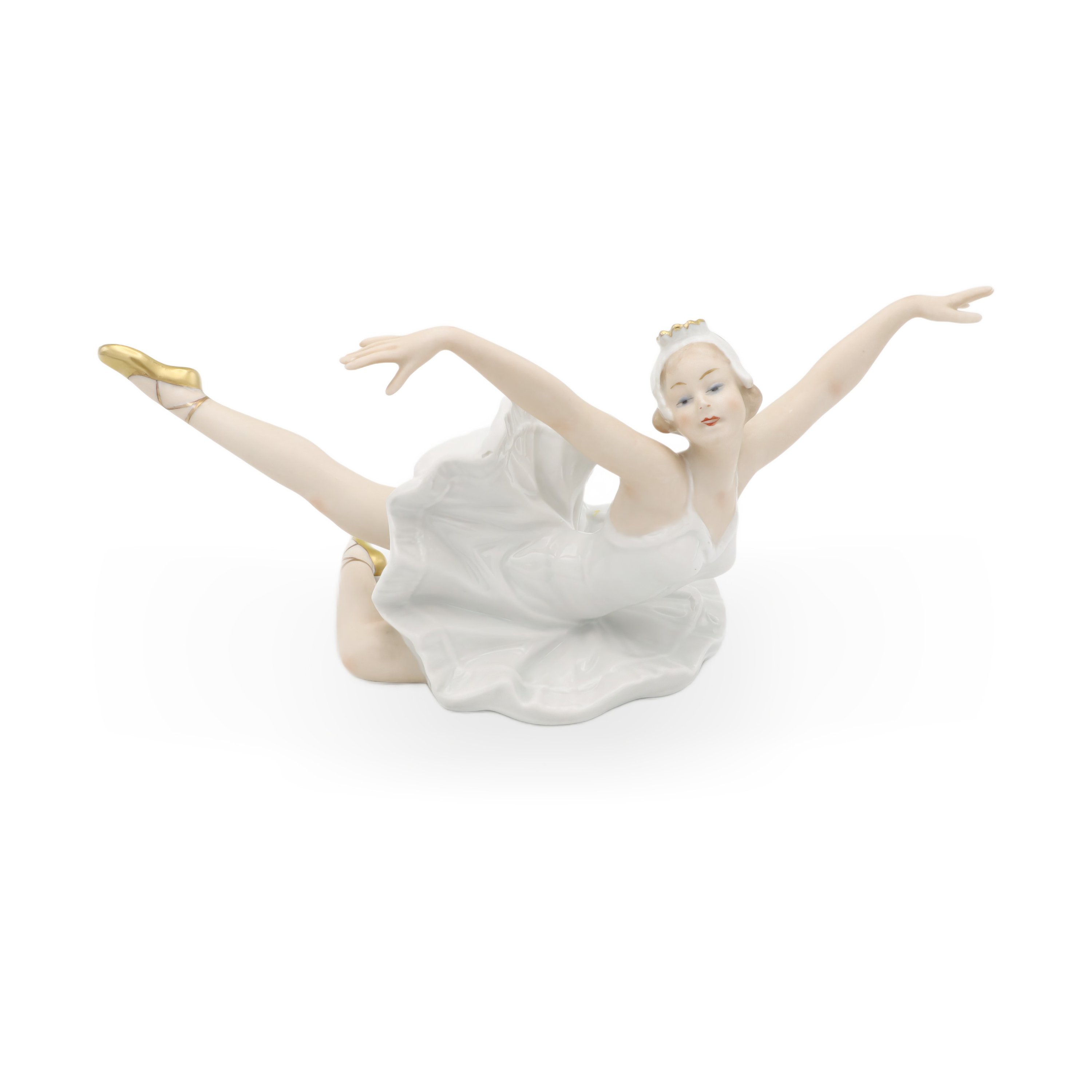 Wallendorf Ballerina Porcelain Dancer - West Germany Figurine - Swan Lake Pose Ballet Statue - 1764 Mark