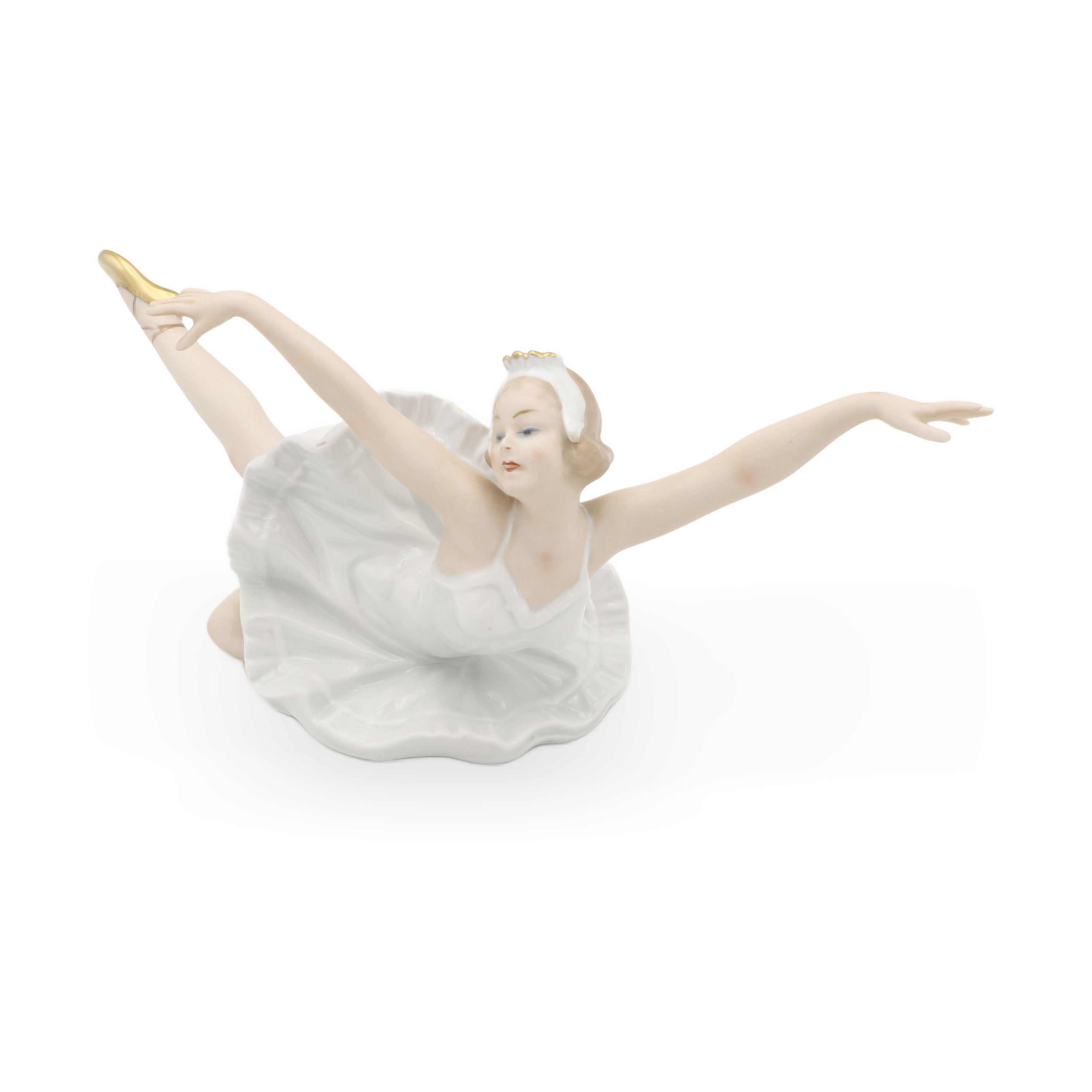 Wallendorf Ballerina Porcelain Dancer - West Germany Figurine - Swan Lake Pose Ballet Statue - 1764 Mark