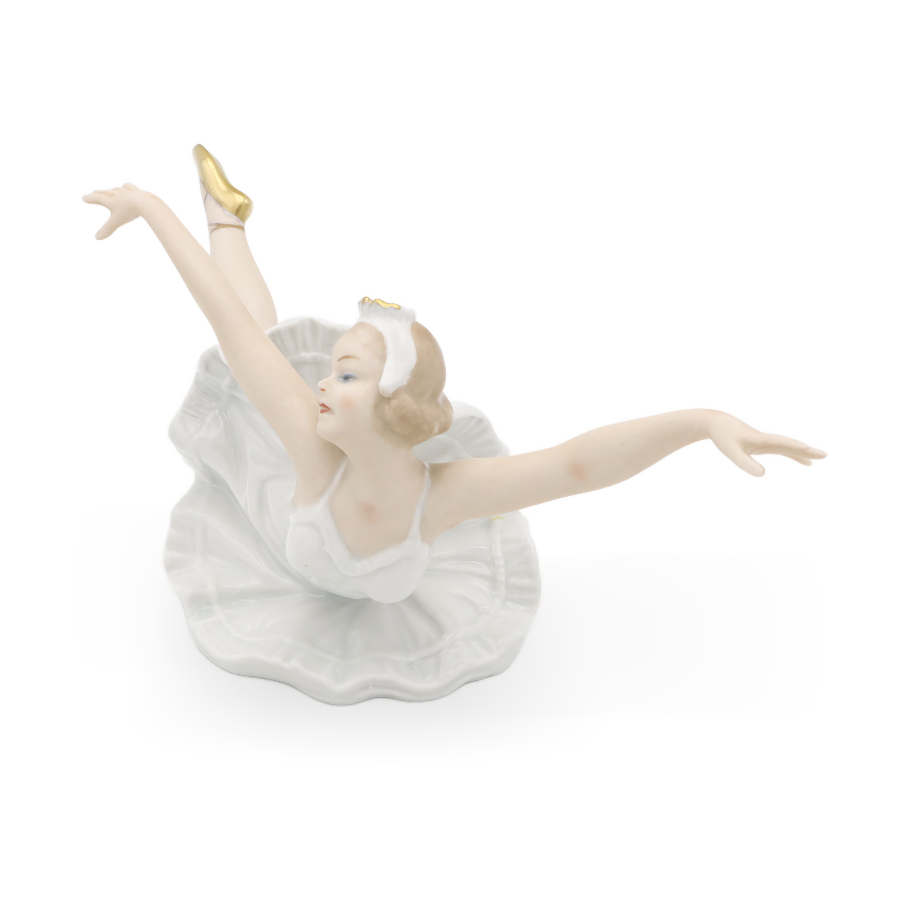 Wallendorf Ballerina Porcelain Dancer - West Germany Figurine - Swan Lake Pose Ballet Statue - 1764 Mark