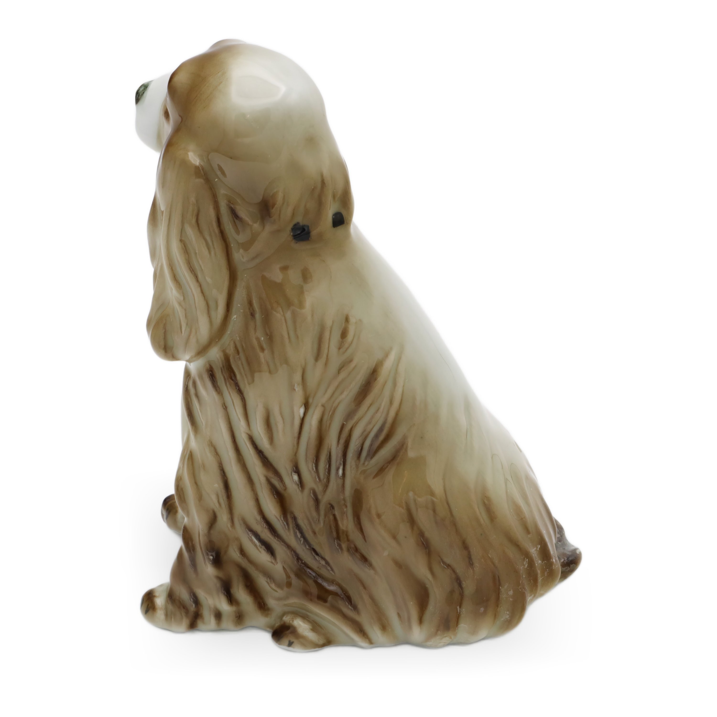 Zsolnay Porcelain Dog Hand Painted Figurine - Spaniel Statue - Hungarian Vintage Pottery