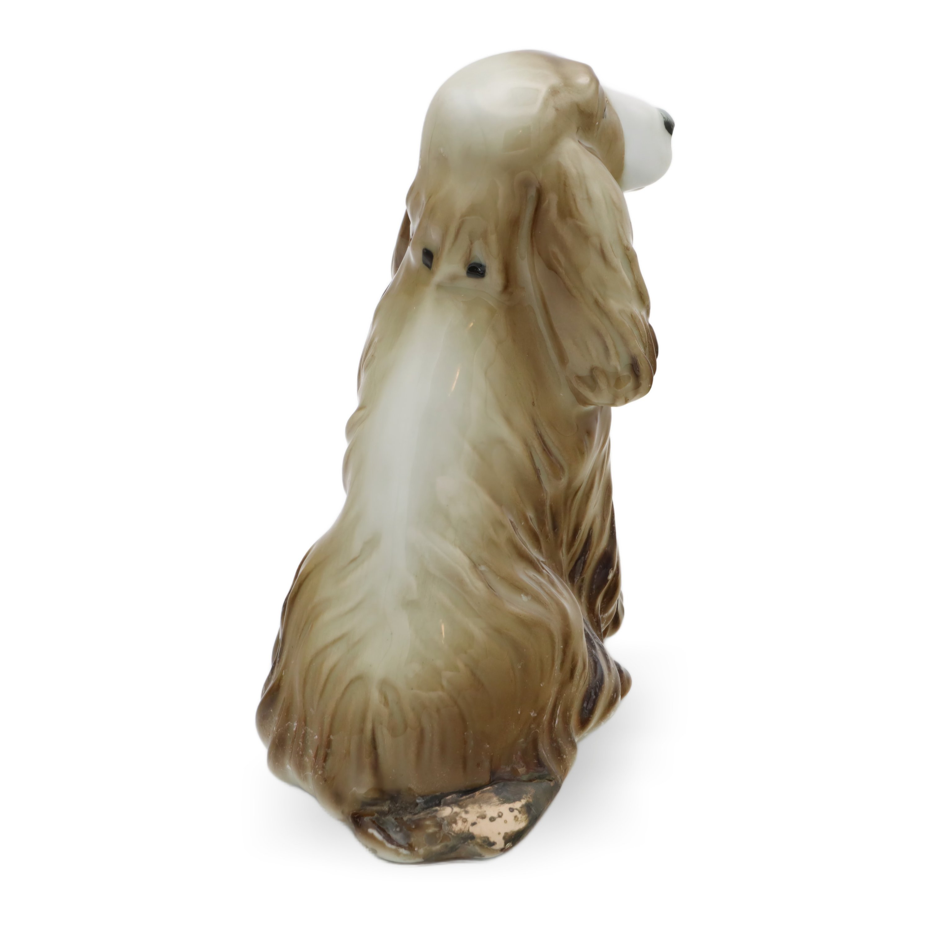Zsolnay Porcelain Dog Hand Painted Figurine - Spaniel Statue - Hungarian Vintage Pottery