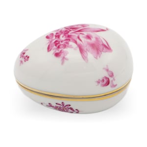 Herend Antique Nanking Rose Egg Shaped Jewelry Box - Hand Painted Porcelain Trinket Herend Antique Nanking Rose Egg Shaped Jewelry Box - Hand Painted Porcelain Trinket