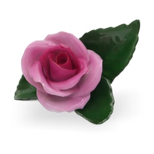 Porcelain Rose - Herend Antique Pink Rose Paperweight - Hand Painted Porcelain Figurine