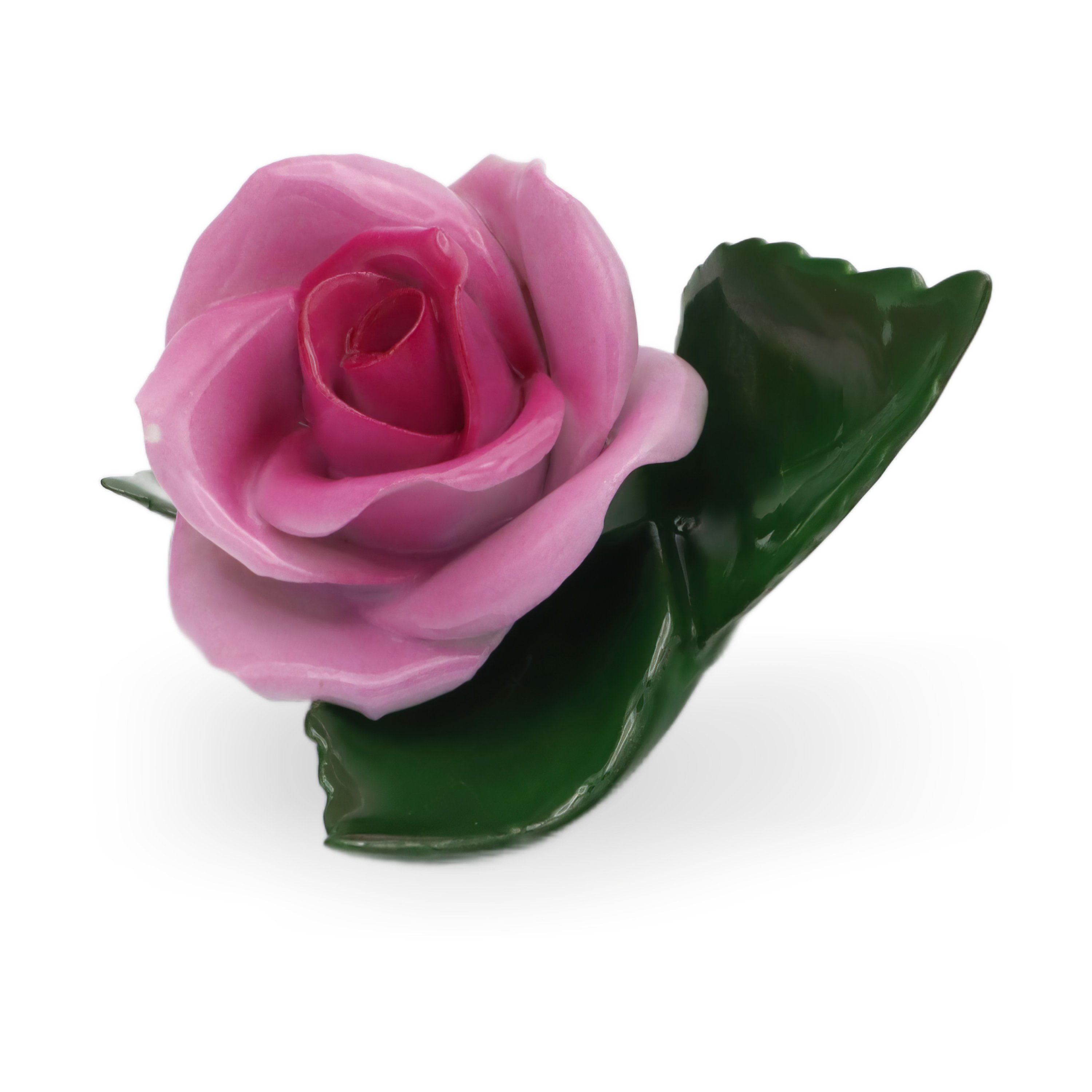Porcelain Rose - Herend Antique Pink Rose Paperweight - Hand Painted Porcelain Figurine