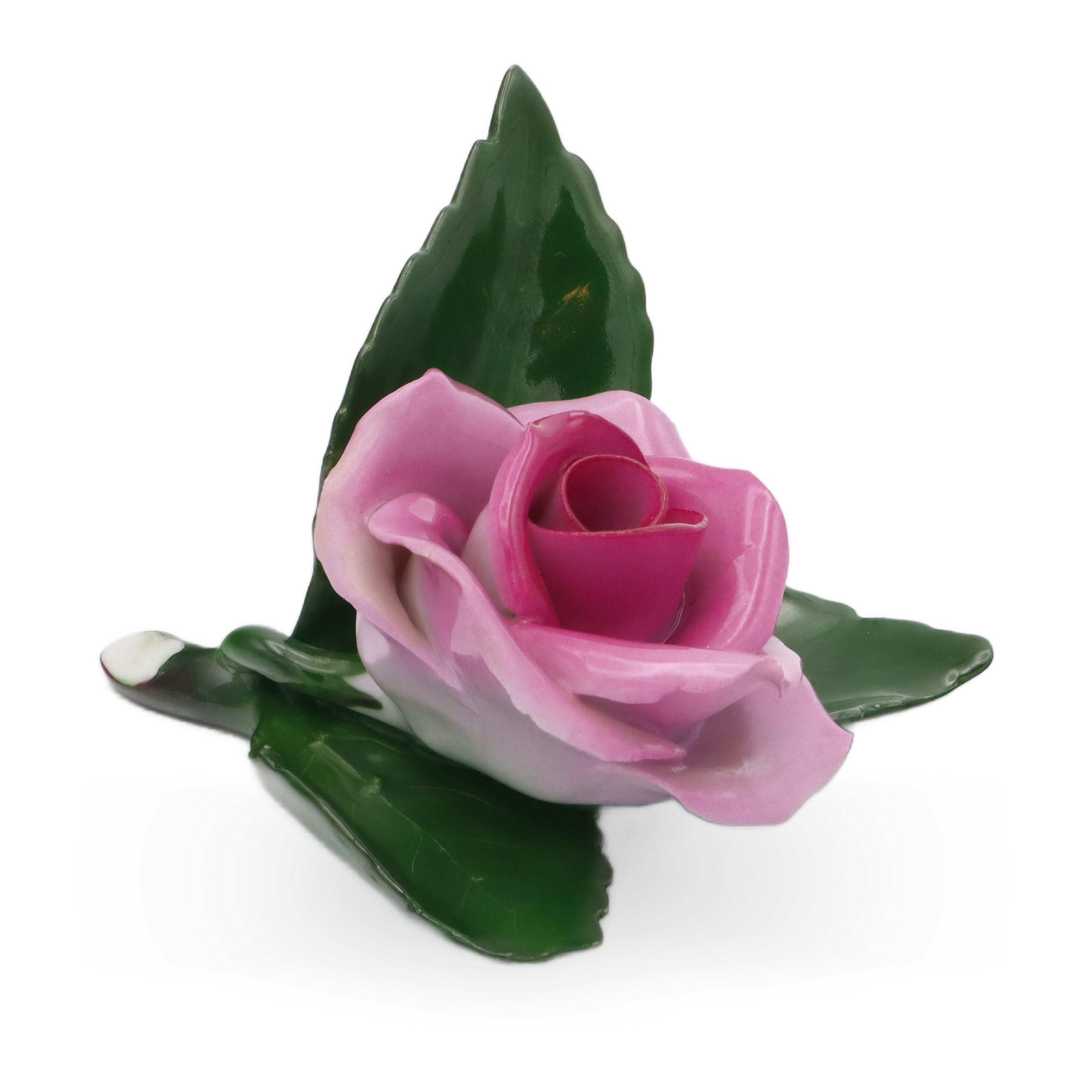 Porcelain Rose - Herend Antique Pink Rose Paperweight - Hand Painted Porcelain Figurine