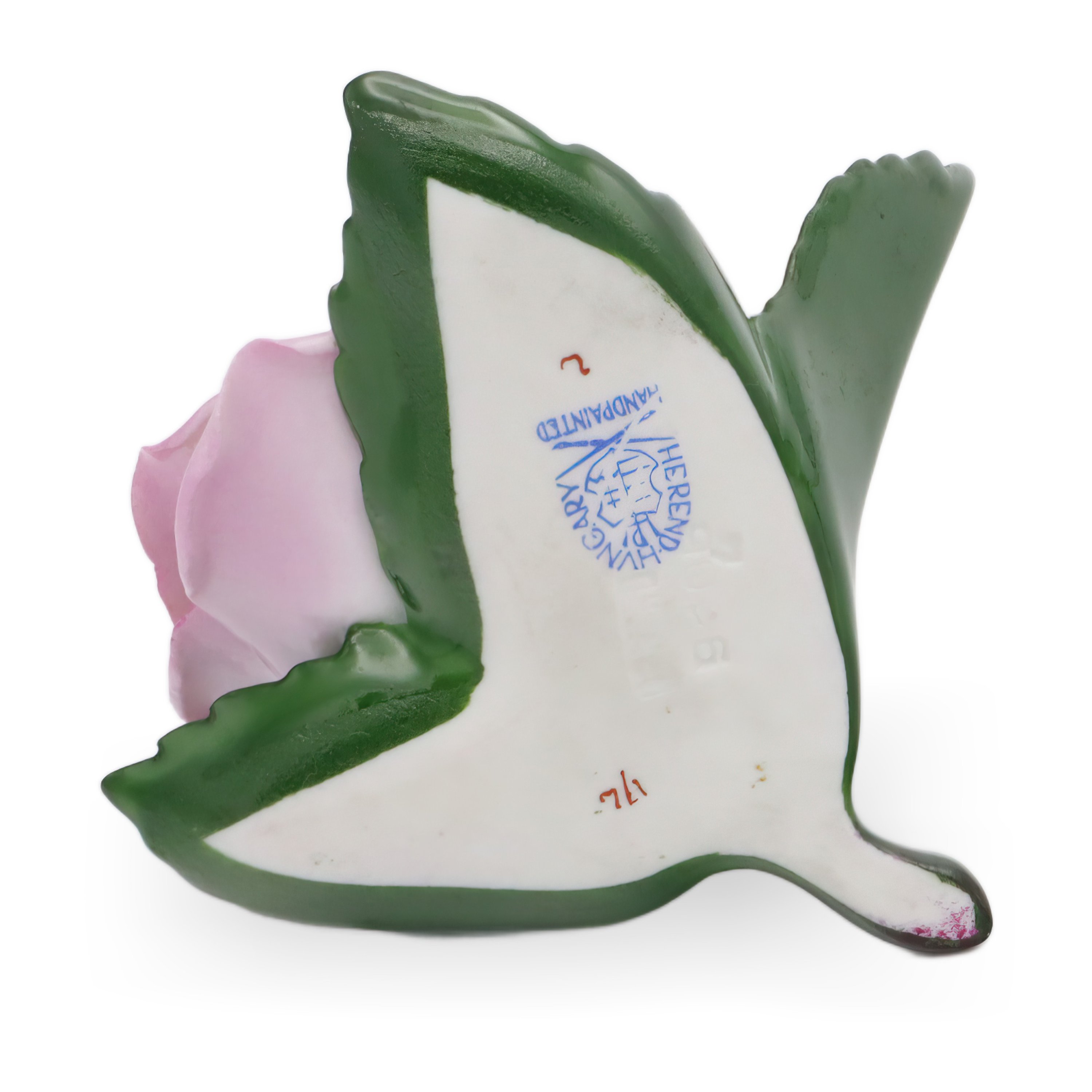 Porcelain Rose - Herend Antique Pink Rose Paperweight - Hand Painted Porcelain Figurine