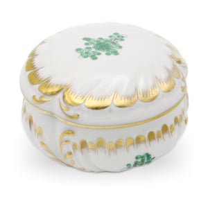 Herend Antique Trinket Box Golden - Hungarian Porcelain - Hand Painted - Rare Collectible - Gilded - Vintage Herend Decor