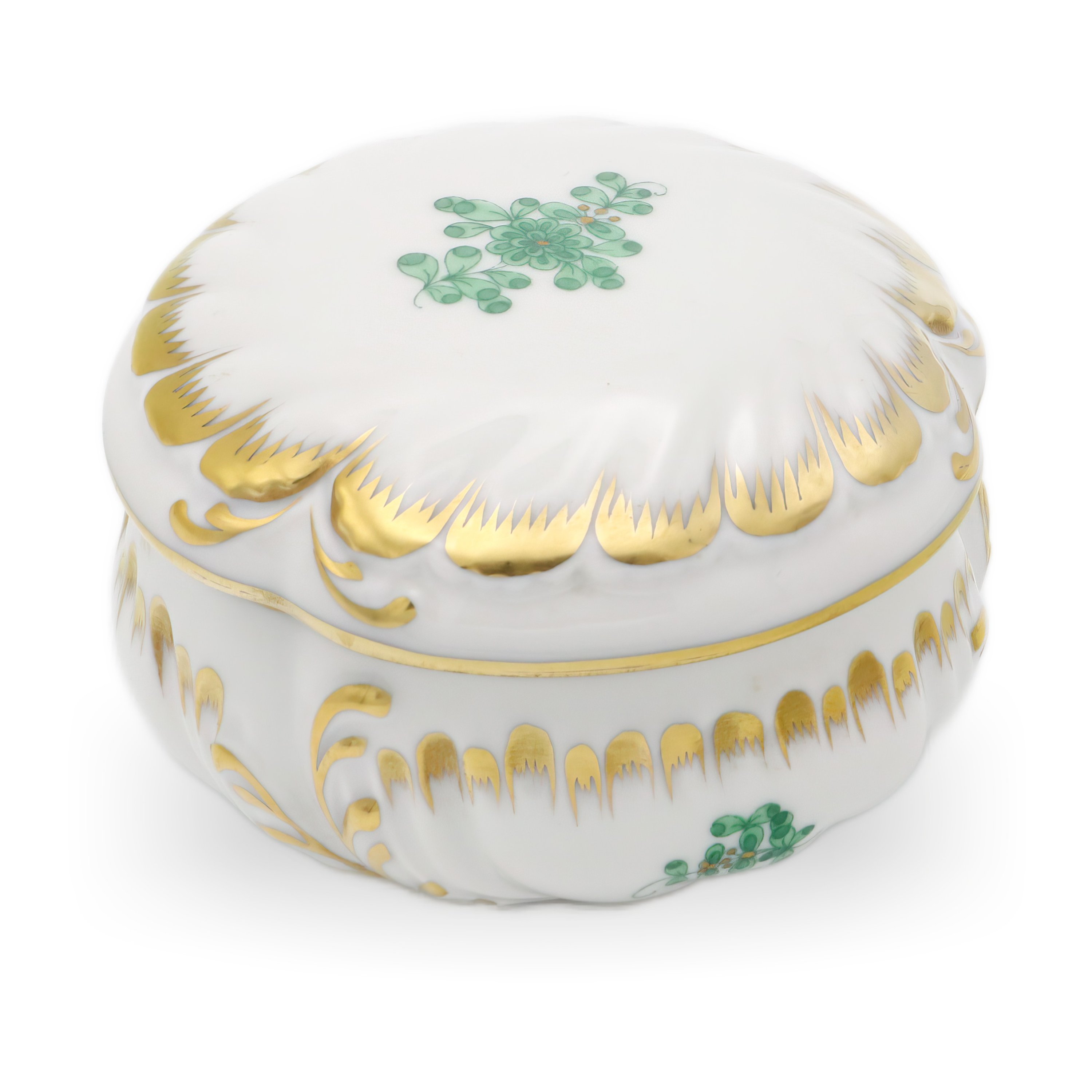 Herend Antique Trinket Box Golden - Hungarian Porcelain - Hand Painted - Rare Collectible - Gilded - Vintage Herend Decor