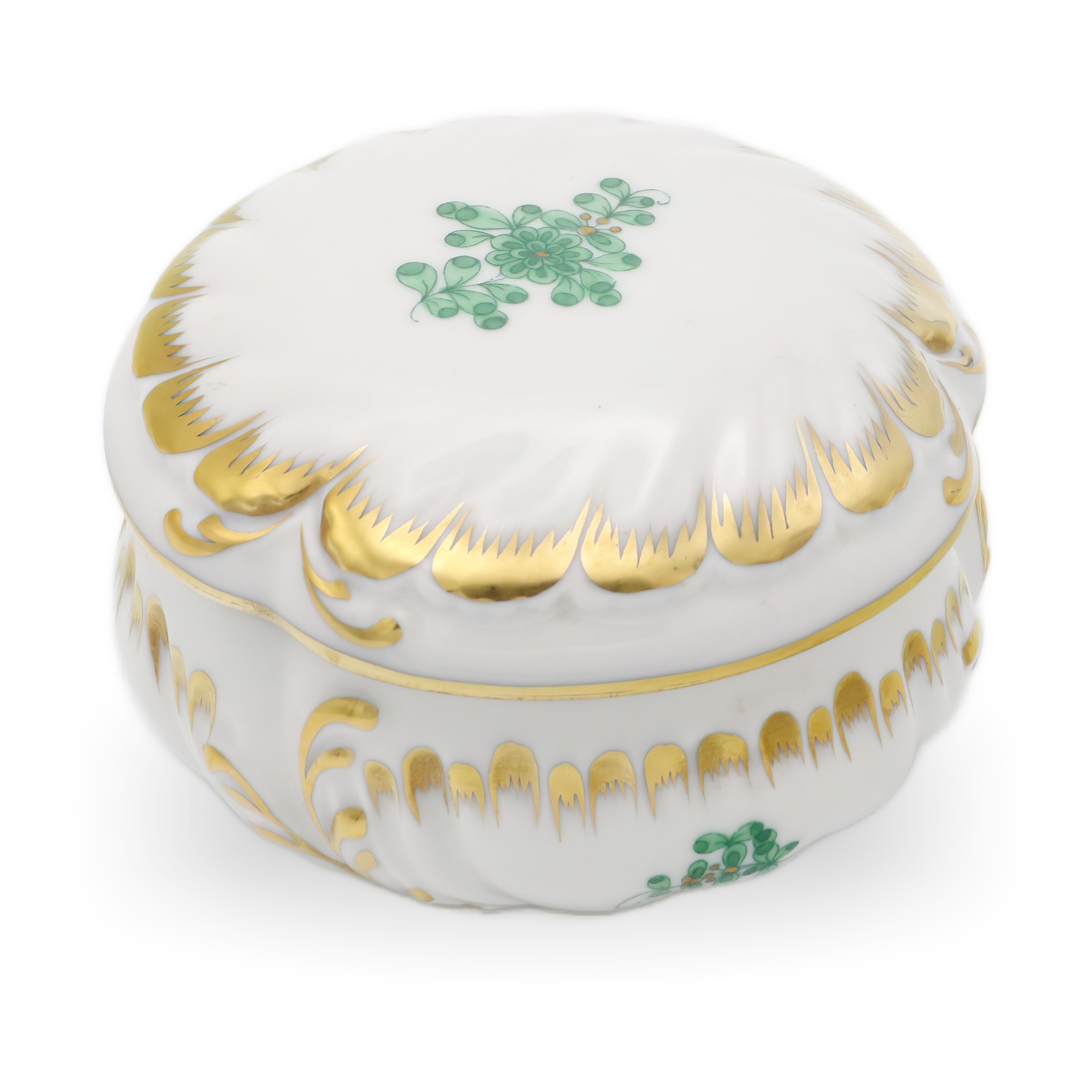 Herend Antique Trinket Box Golden - Hungarian Porcelain - Hand Painted - Rare Collectible - Gilded - Vintage Herend Decor