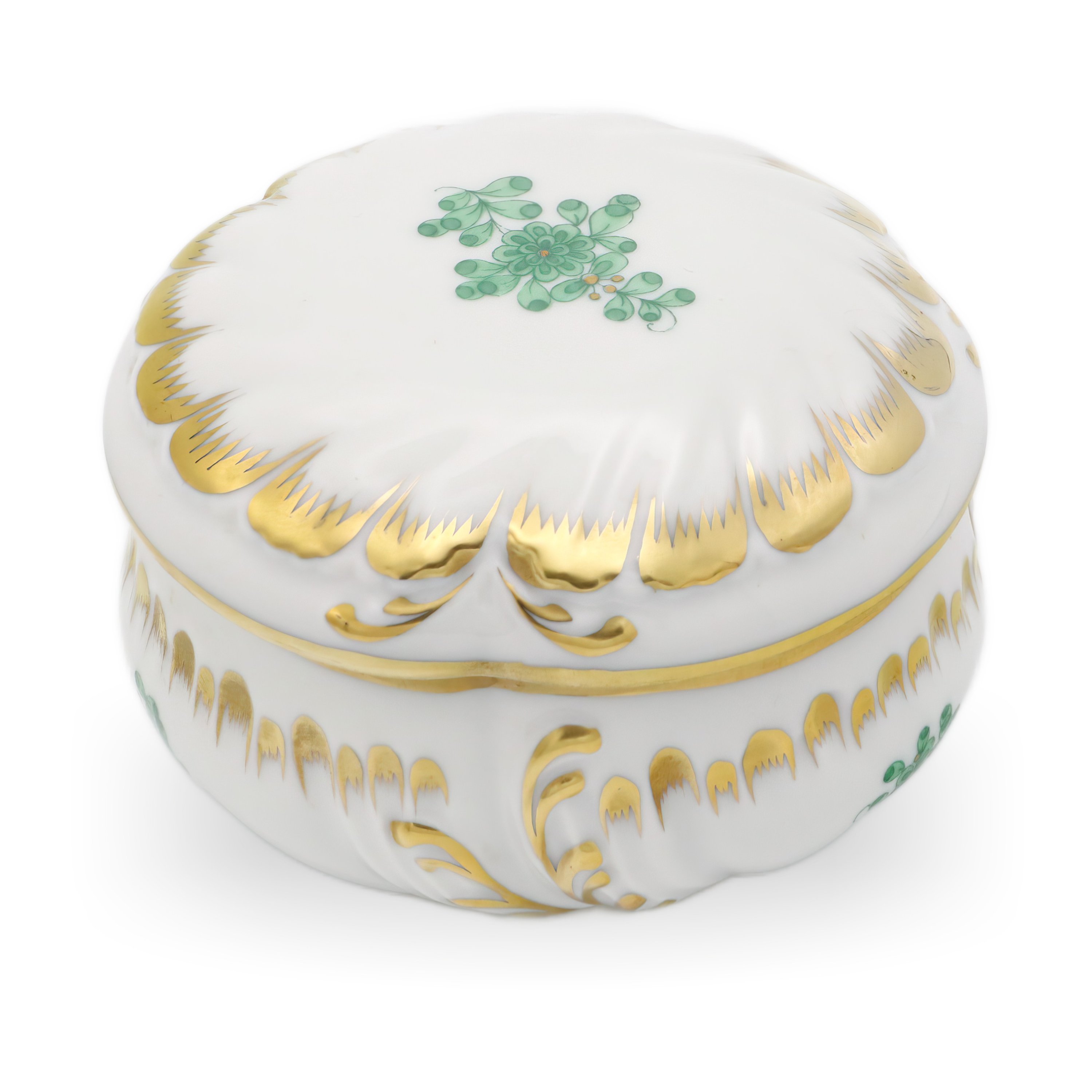 Herend Antique Trinket Box Golden - Hungarian Porcelain - Hand Painted - Rare Collectible - Gilded - Vintage Herend Decor