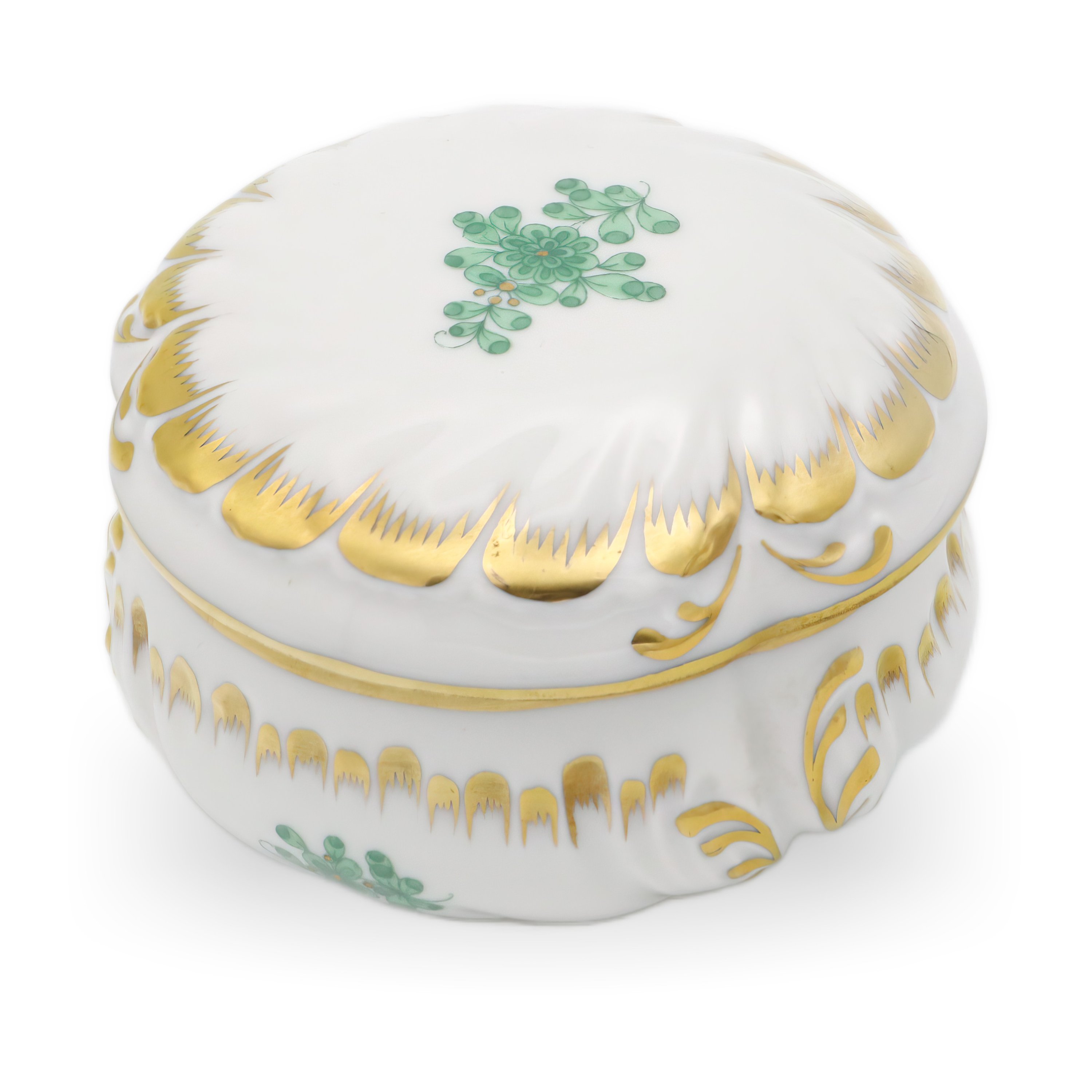 Herend Antique Trinket Box Golden - Hungarian Porcelain - Hand Painted - Rare Collectible - Gilded - Vintage Herend Decor