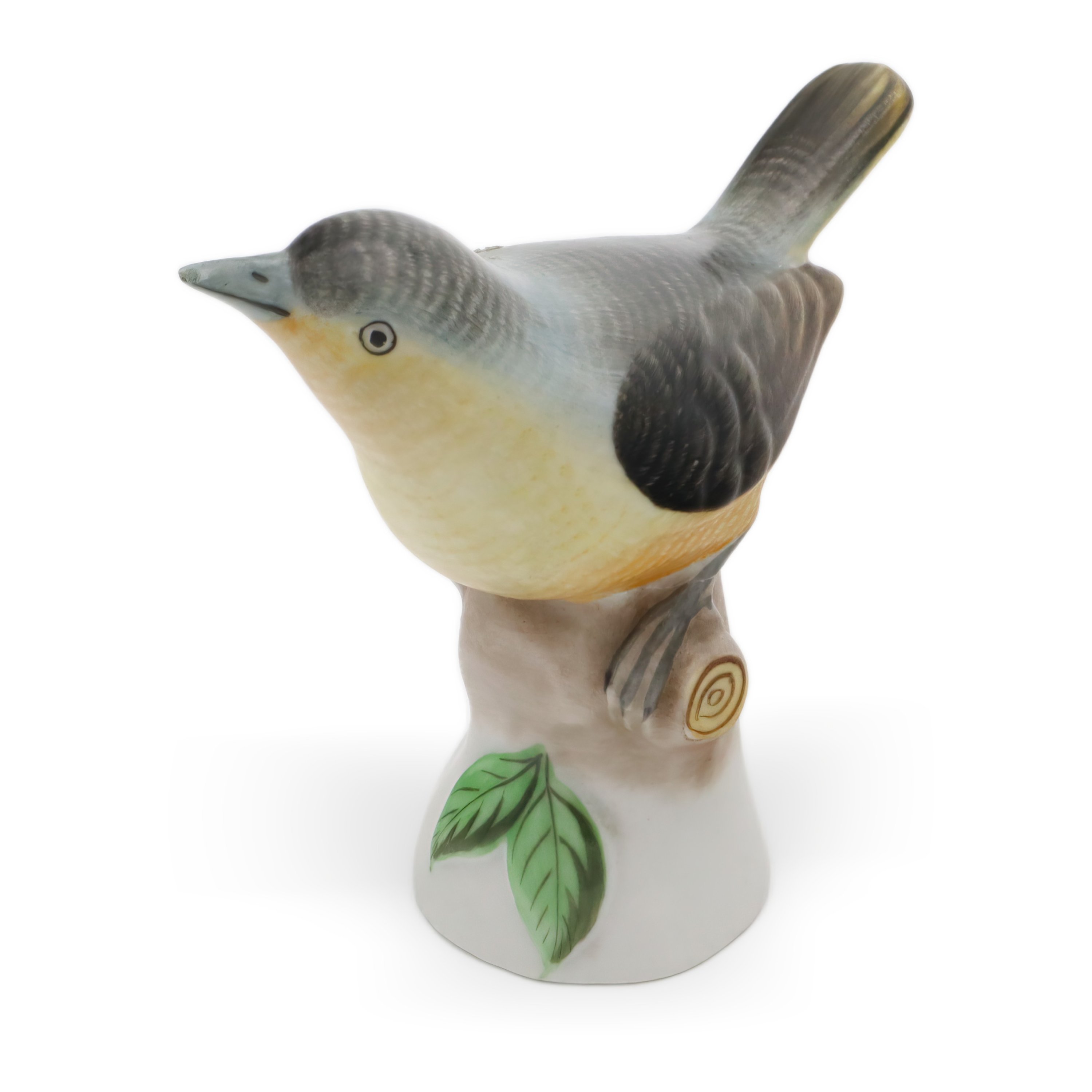 Herend Grey Little Bird Porcelain Figurine - Handpainted Hungary - Vintage Herend Bird - Collectible Animal Figurine