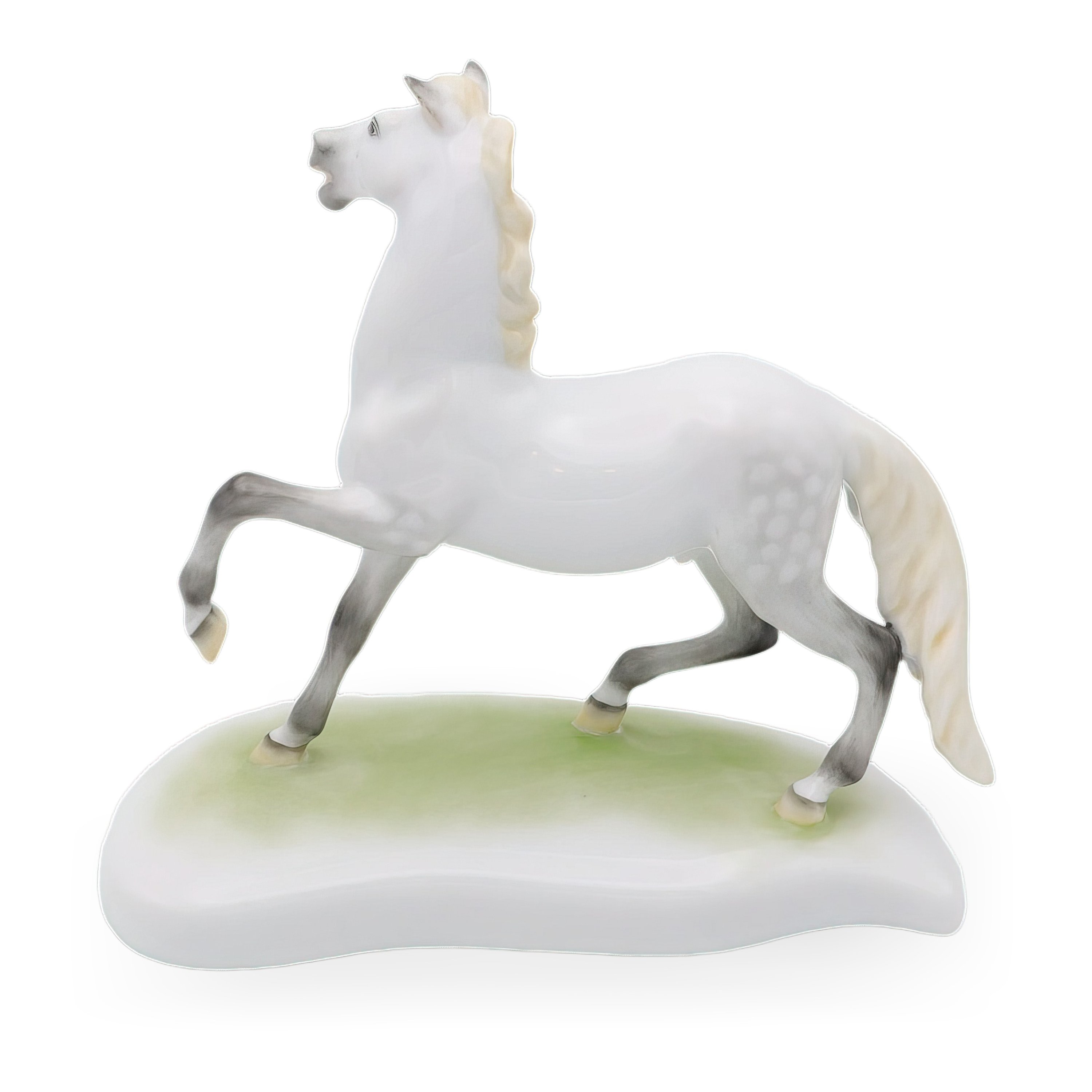 Herend Horse Porcelain Statue side view featuring hand-painted fine porcelain craftsmanship and elegant equestrian design