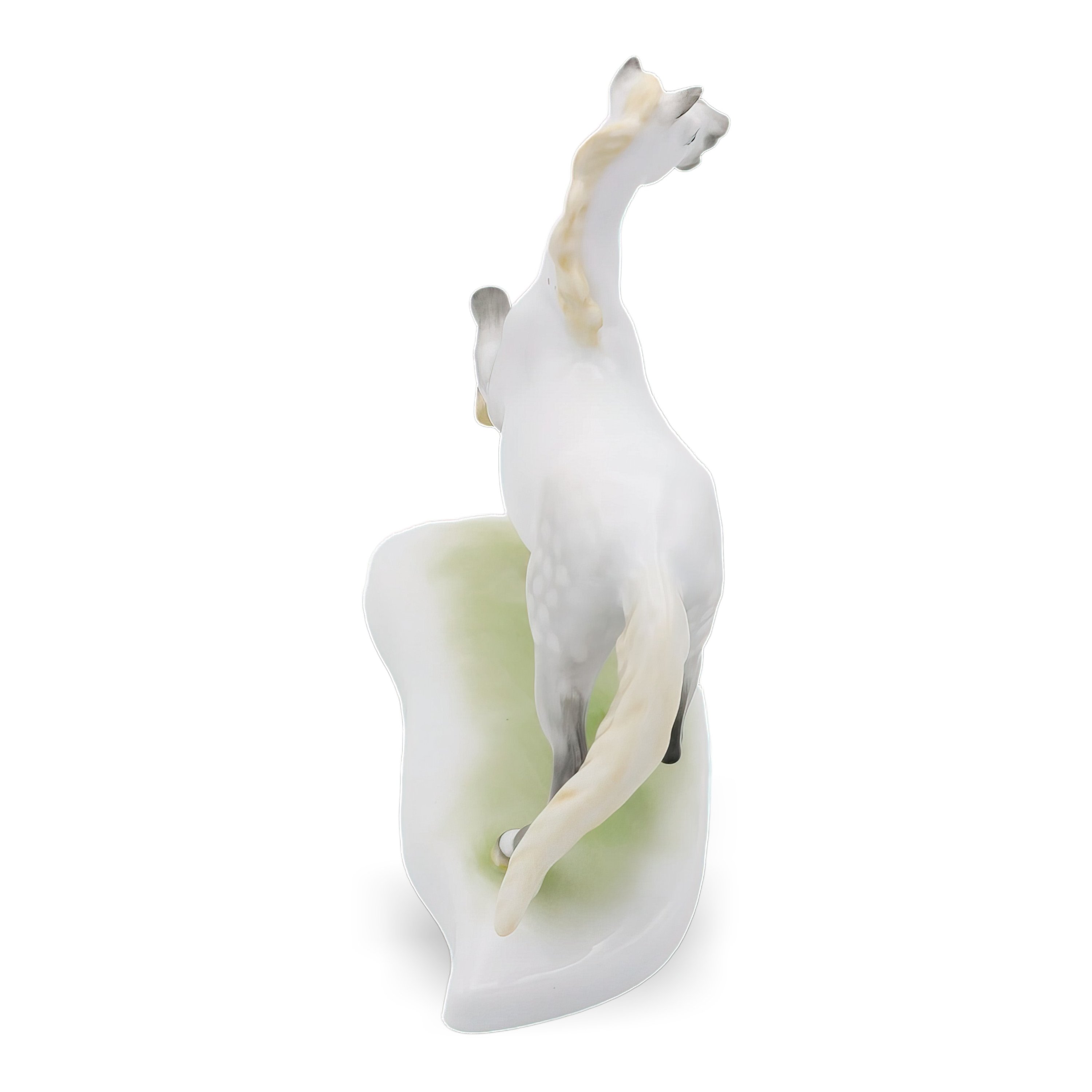 Herend Horse Porcelain Statue rear view featuring hand-painted fine porcelain craftsmanship and elegant equestrian design