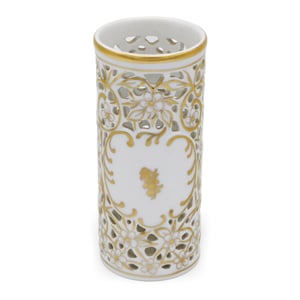 Herend Antique Openwork Vase Antique White Gold - Herend Centerpiece