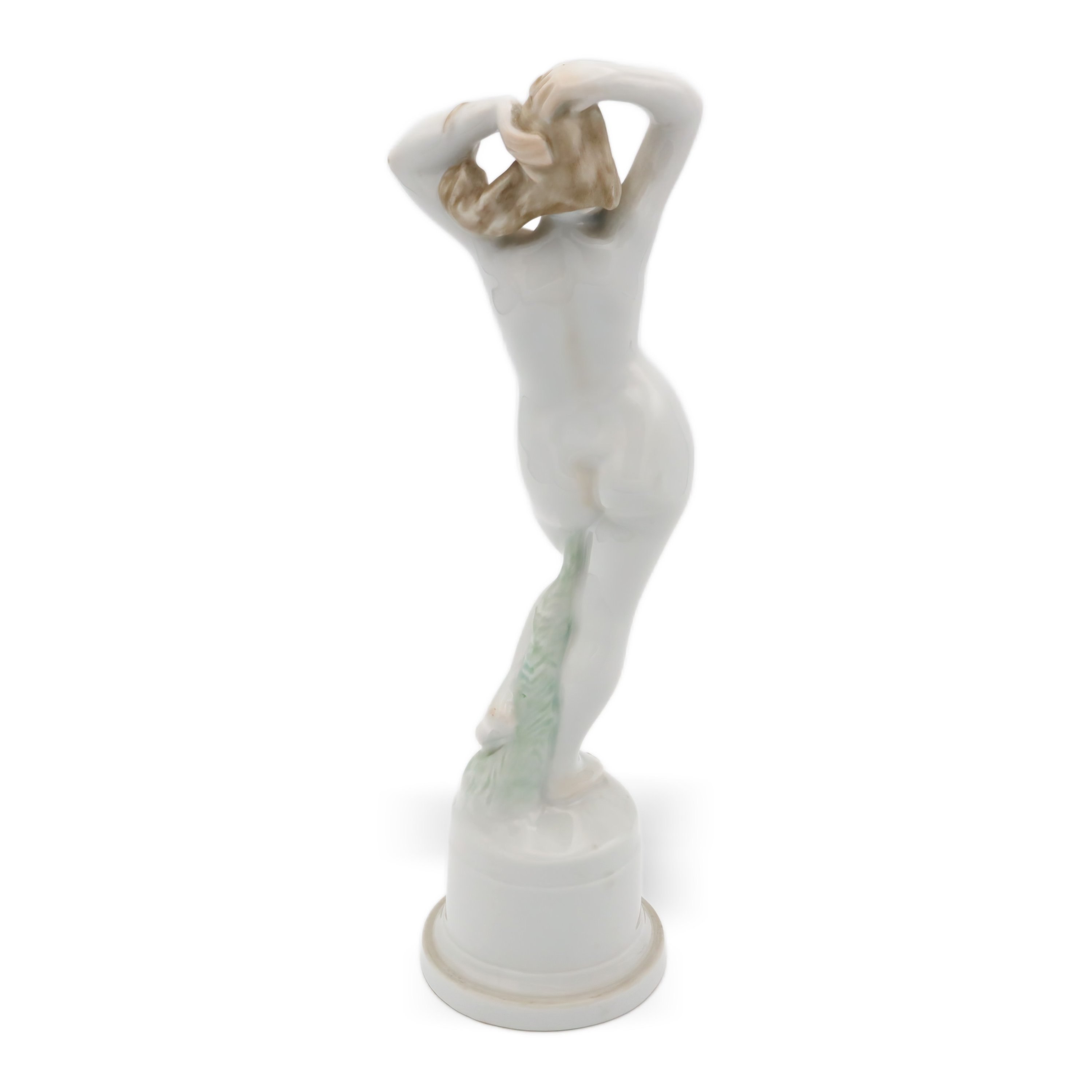Herend Porcelain Art Deco Nude Nemes Gyorgy design rear view showing sculptural details and fine porcelain craftsmanship