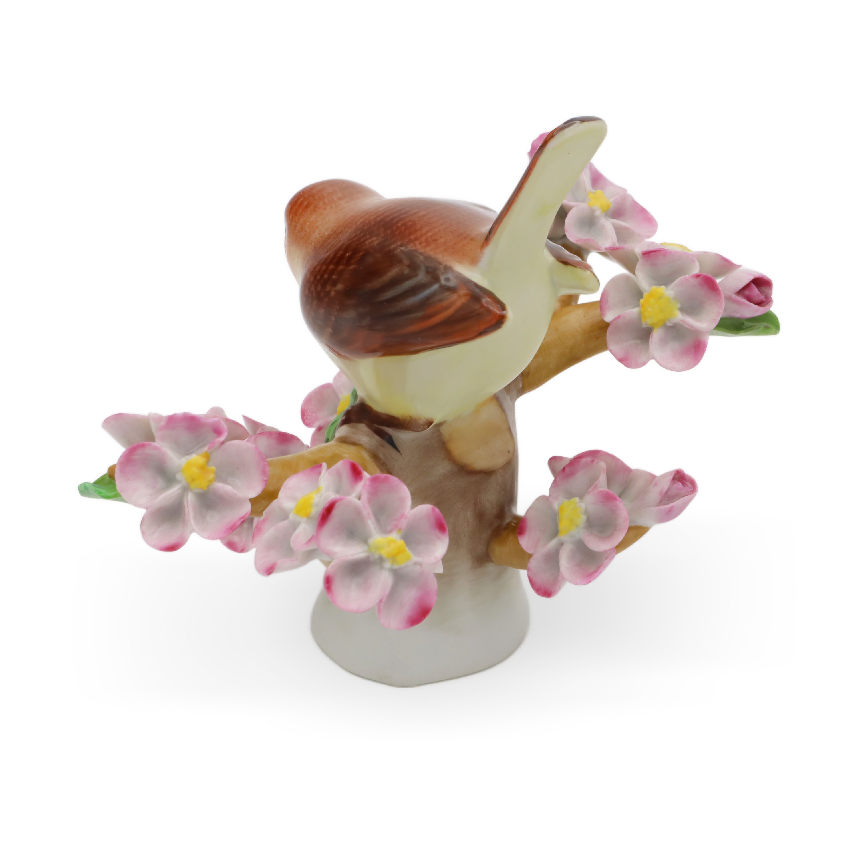 Herend Porcelain Bird On Flowering Branch - Handpainted Figurine - Collectible Herend Bird Decor