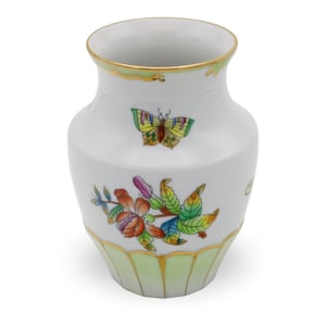 Herend Queen Victoria Small Vase Golden Skirt - Butterfly Motif - Vintage Hand Painted Vase Herend Queen Victoria Small Vase Golden Skirt - Butterfly Motif - Vintage Hand Painted Vase