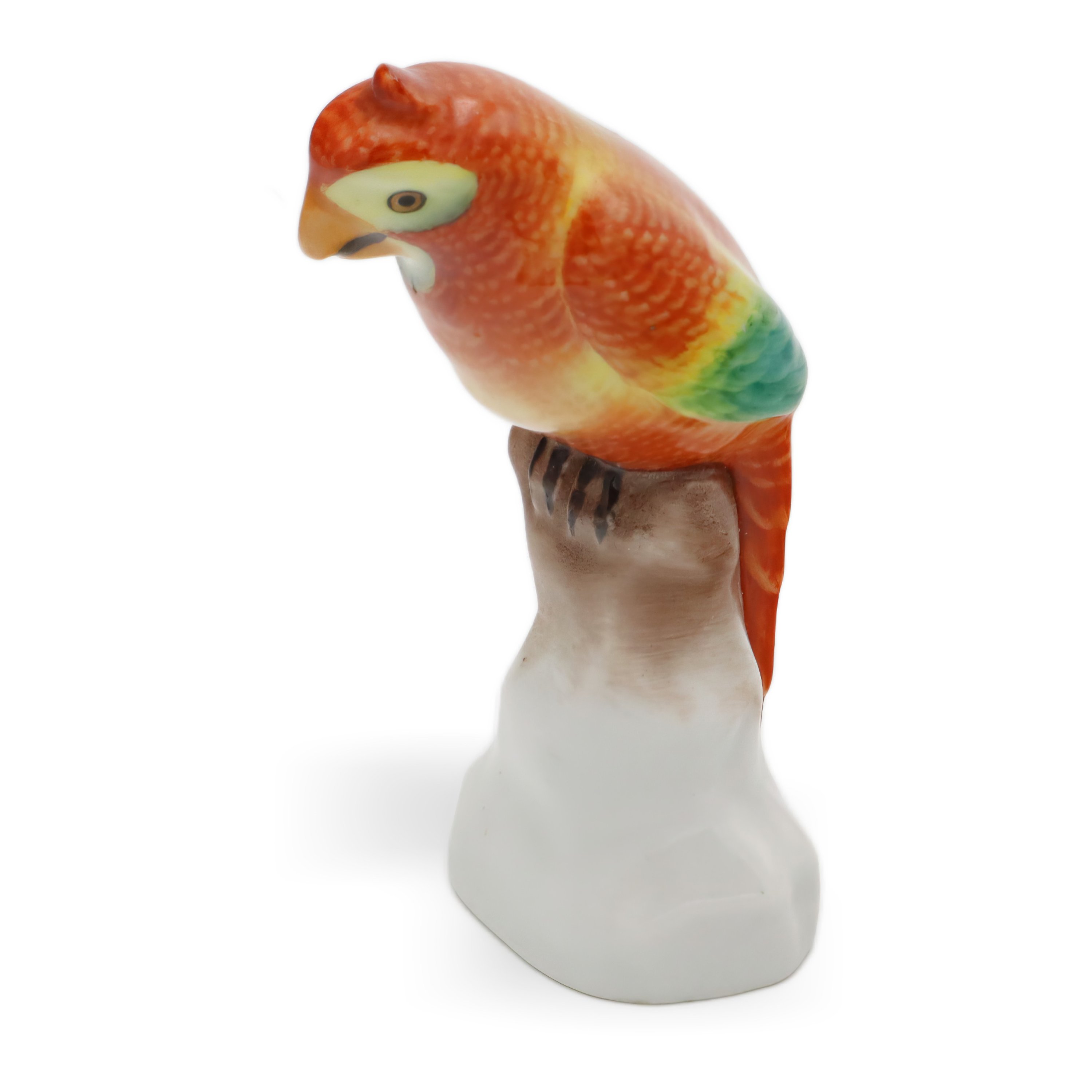 Herend Red Parrot Figurine Hand Painted Classic - Rothschild Bird - Hungarian Porcelain - Vintage Animal Collectible - Rare Herend Art